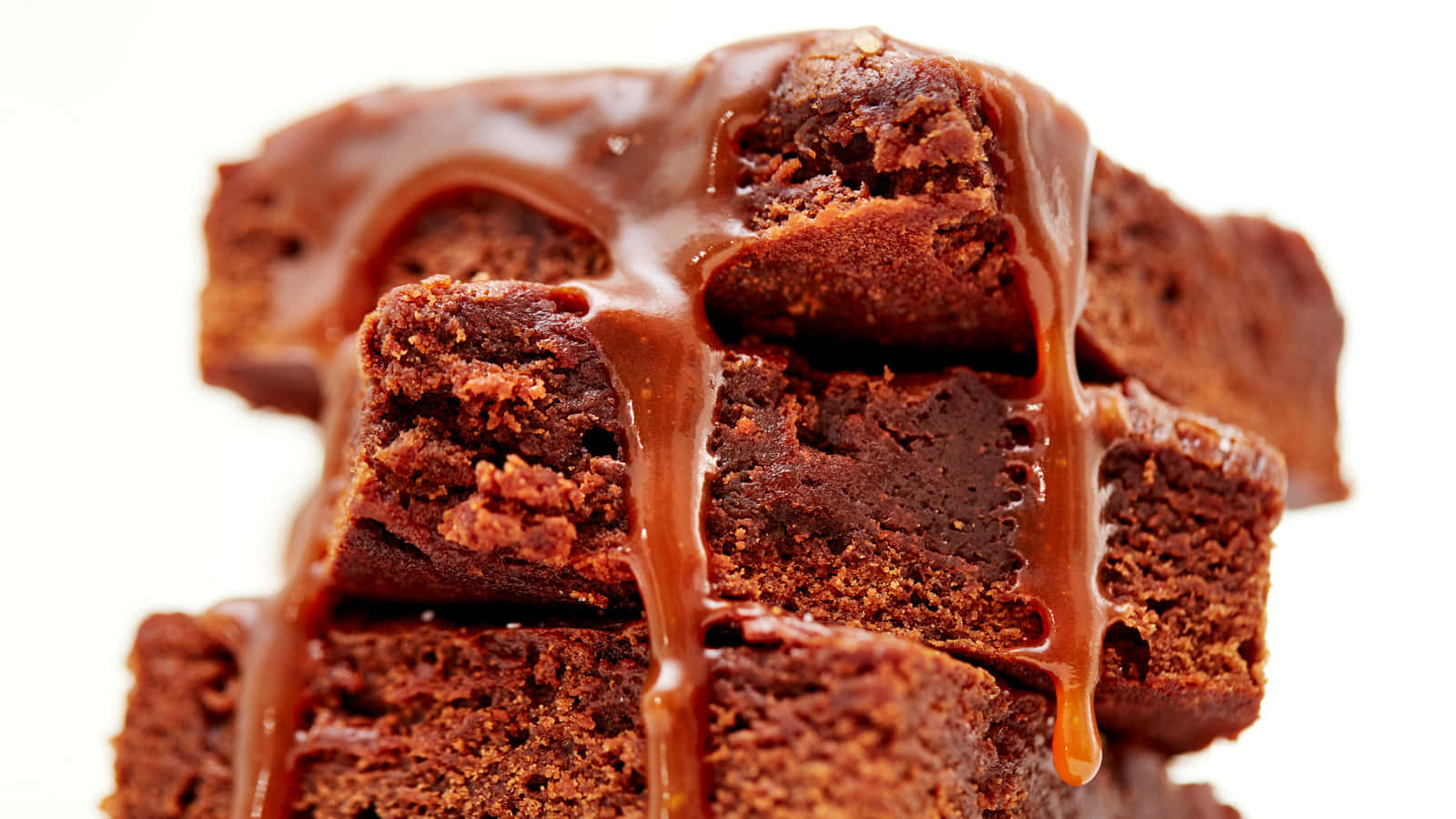 Caramel Brownie, fudgy brownies, glossy caramel sauce, HD Desktop Wallpaper