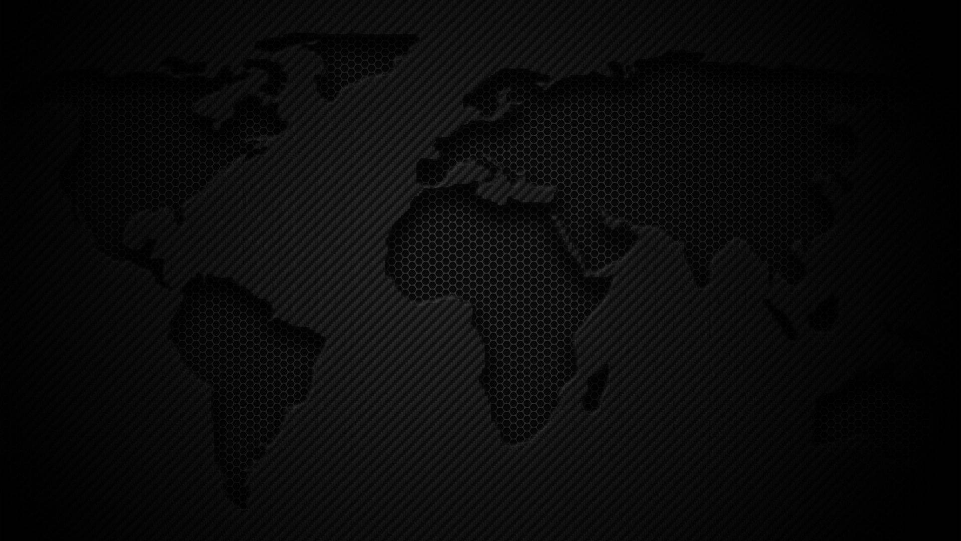 dark carbon fiber, world map silhouette, hexagonal texture, Full HD Desktop Wallpaper