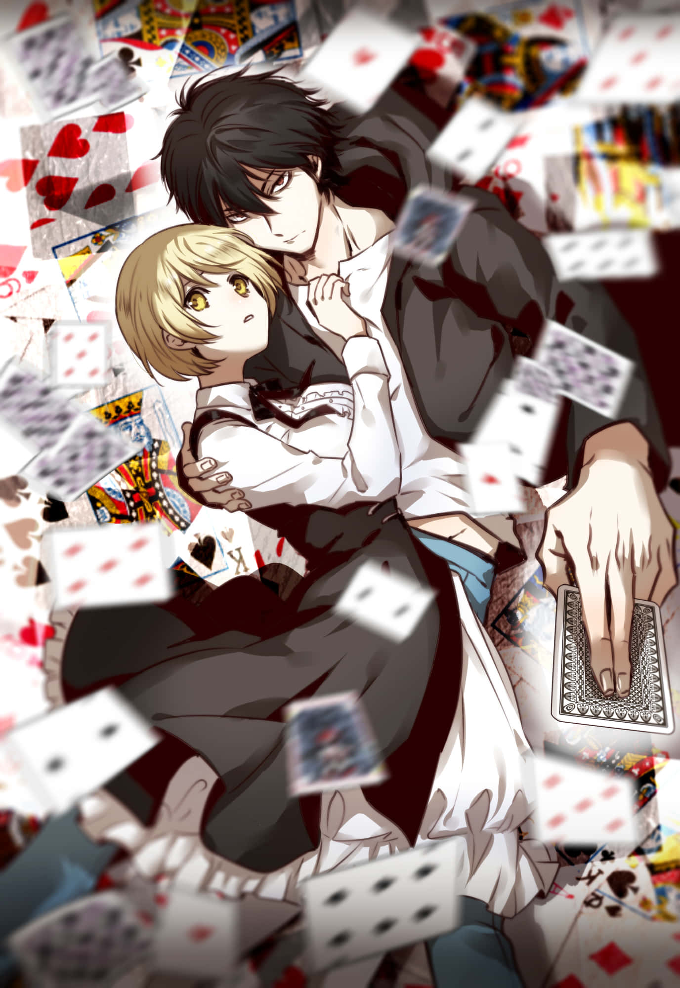 anime card game chaos, playing cards, storm, Full HD Phone Wallpaper