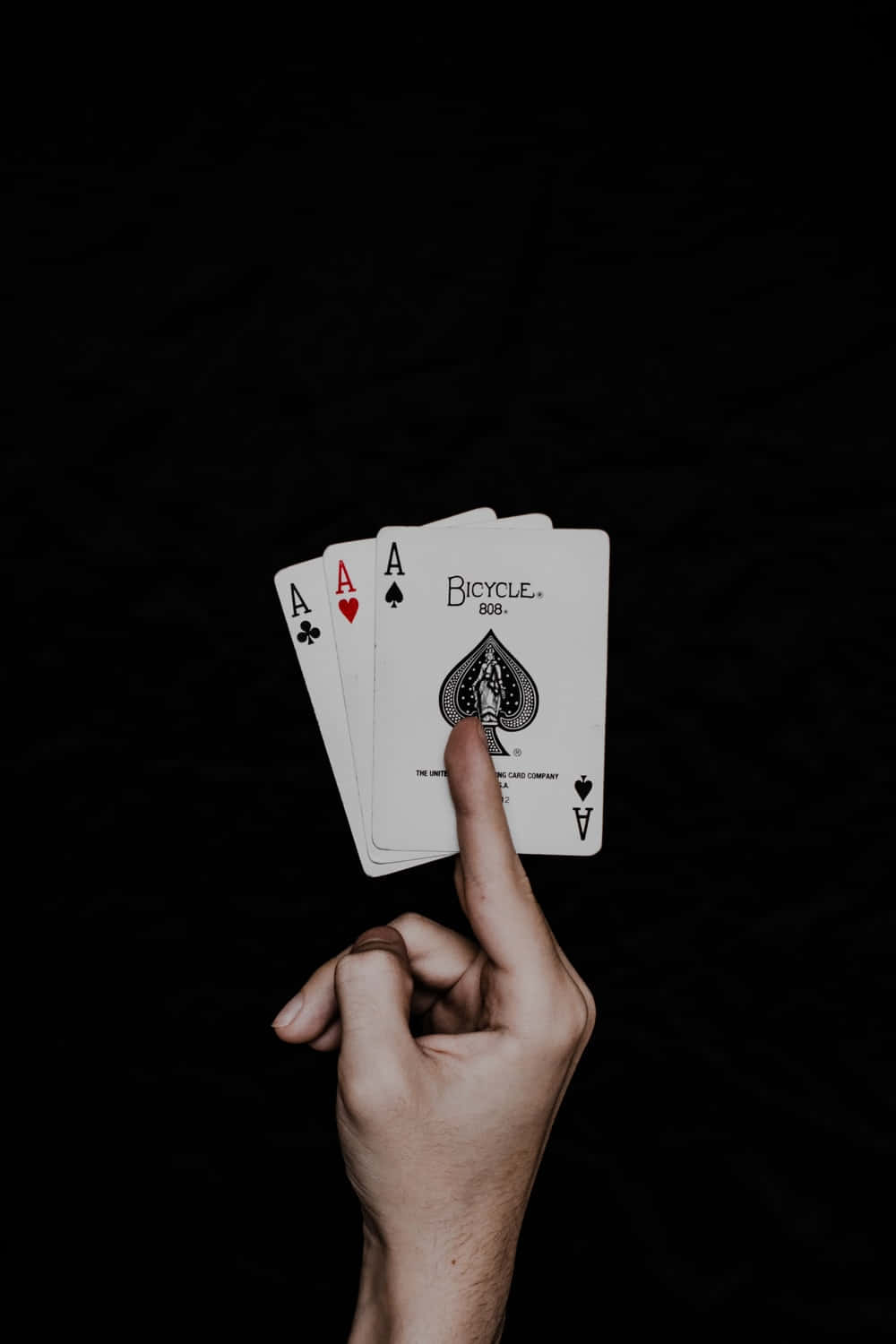 four aces of playing cards, stark black background, dramatic close-up, HD Phone Wallpaper