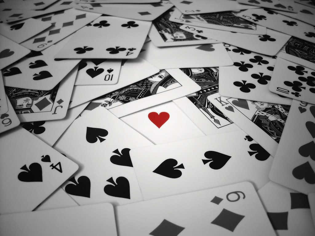 Card Games, red heart card, monochrome suits, SD Desktop Wallpaper
