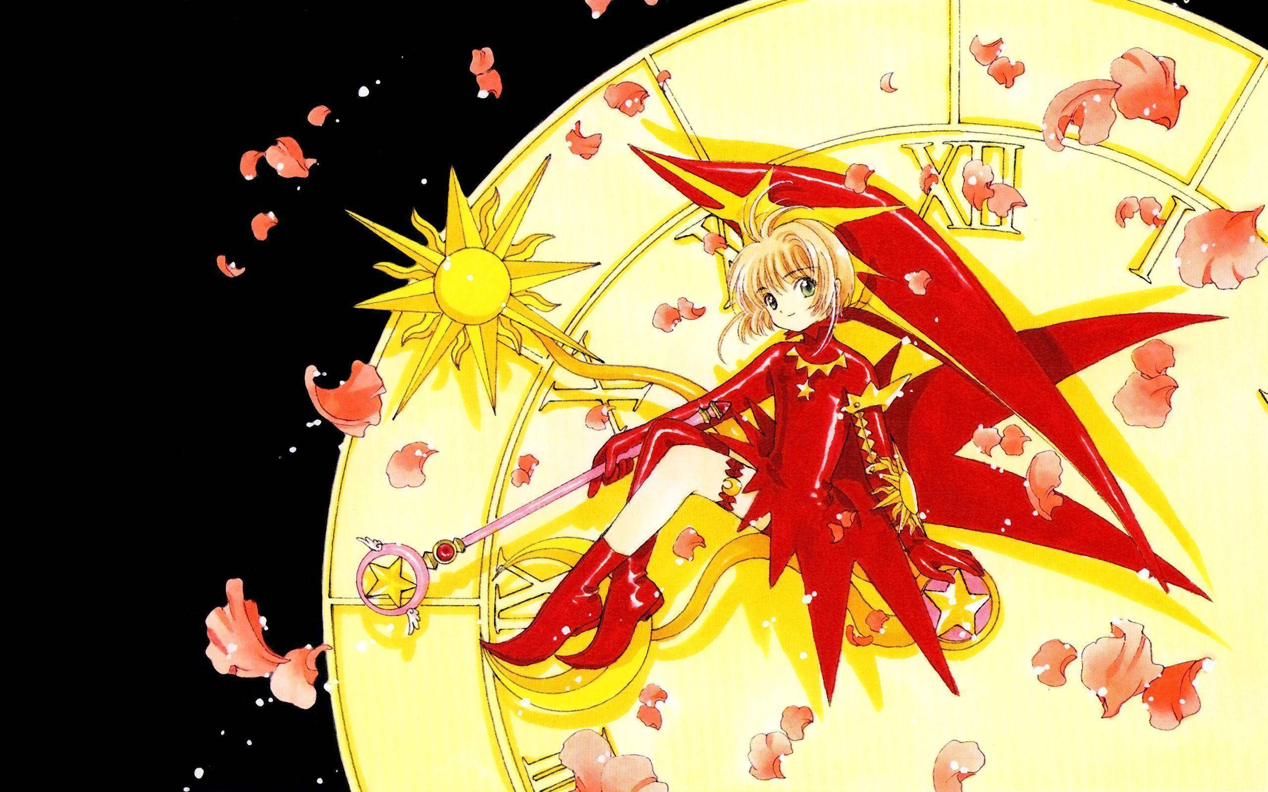 Cardcaptor Sakura, Yue, gold clock, 2K Desktop Wallpaper