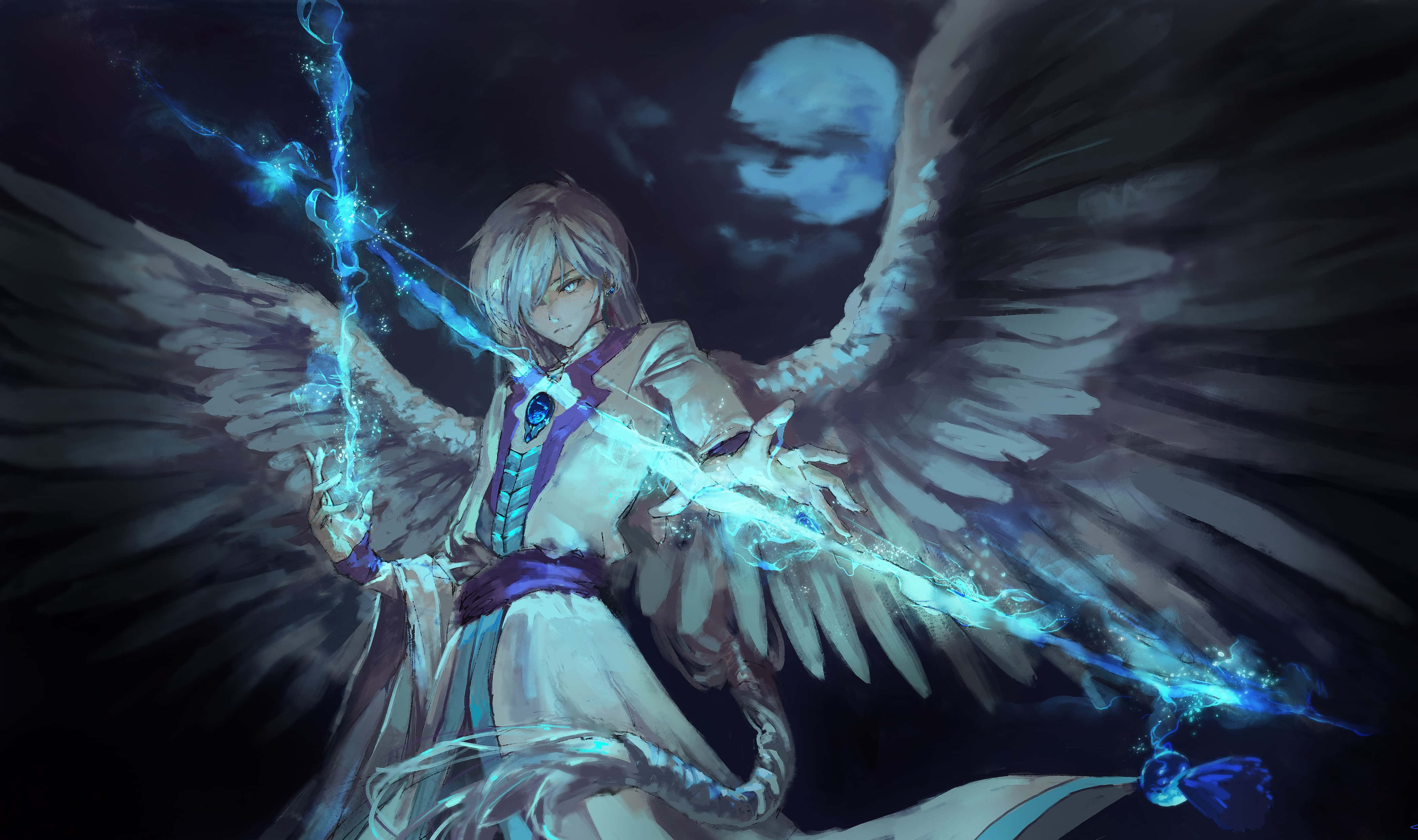 Yue, Cardcaptor Sakura, silver-haired, 4K Desktop Wallpaper