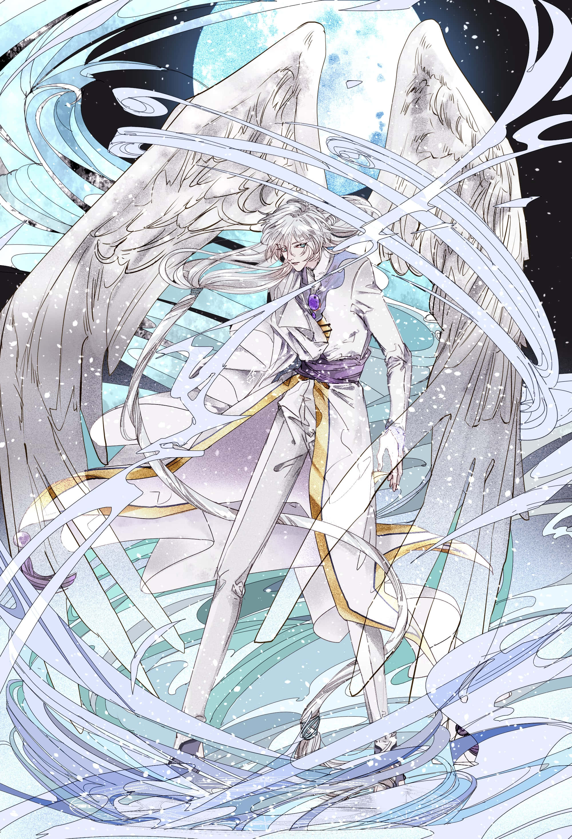 Yue, Cardcaptor Sakura, silver-haired, 2K Phone Wallpaper