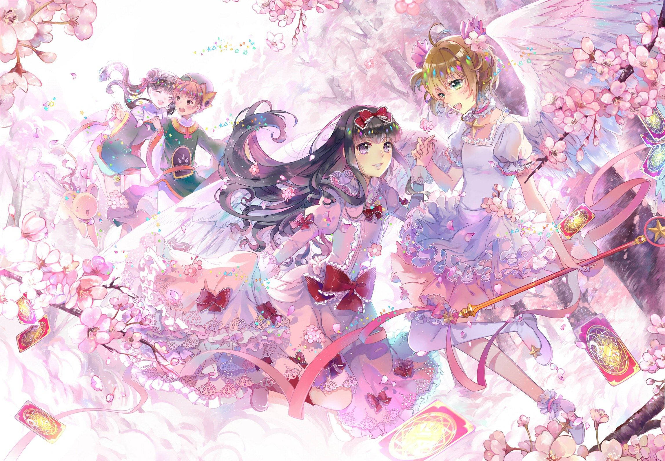 Cardcaptor Sakura, cherry blossom, pastel dresses, Full HD Desktop Wallpaper