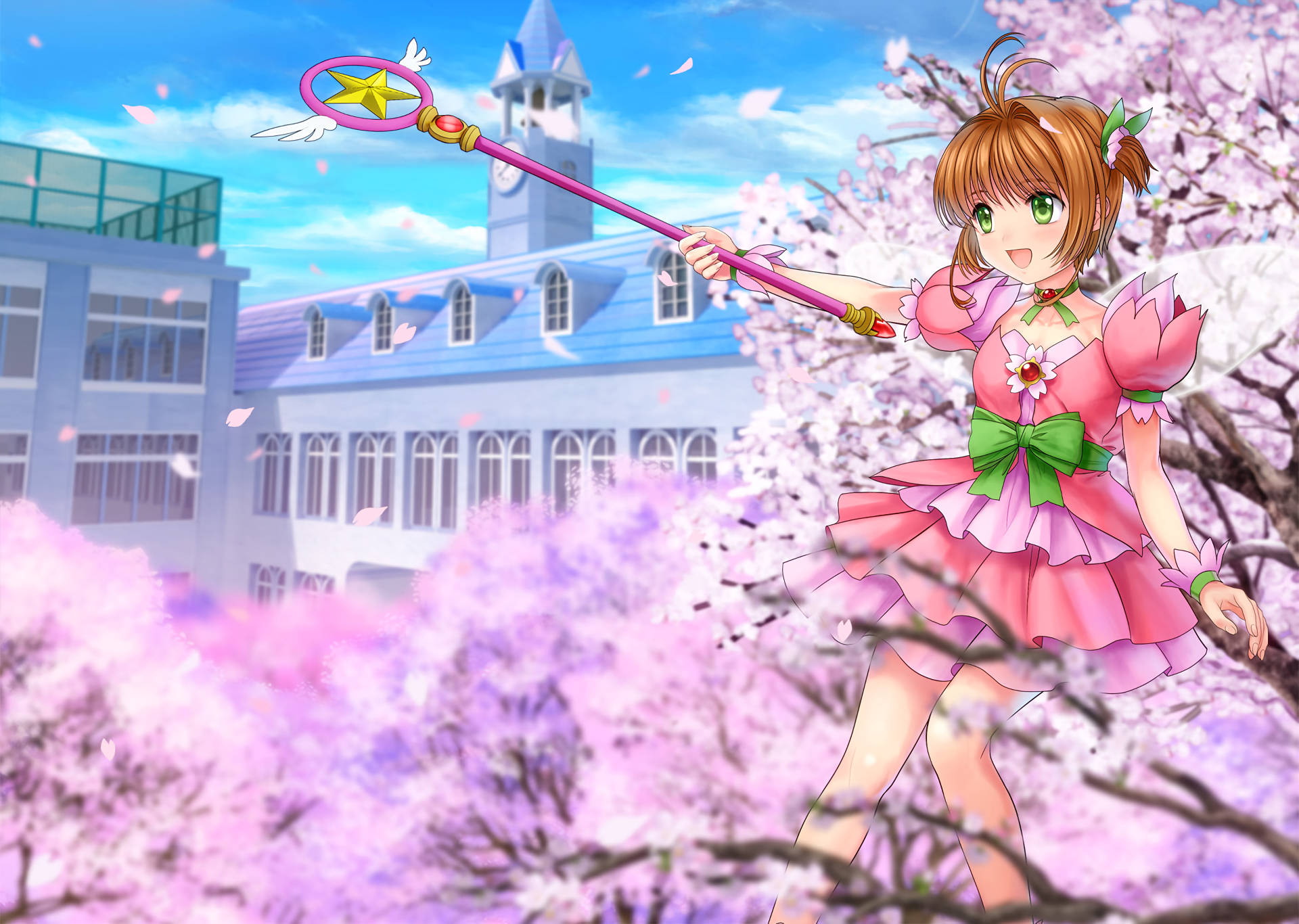 Cardcaptor Sakura, anime girl, pink dress, Full HD Desktop Wallpaper