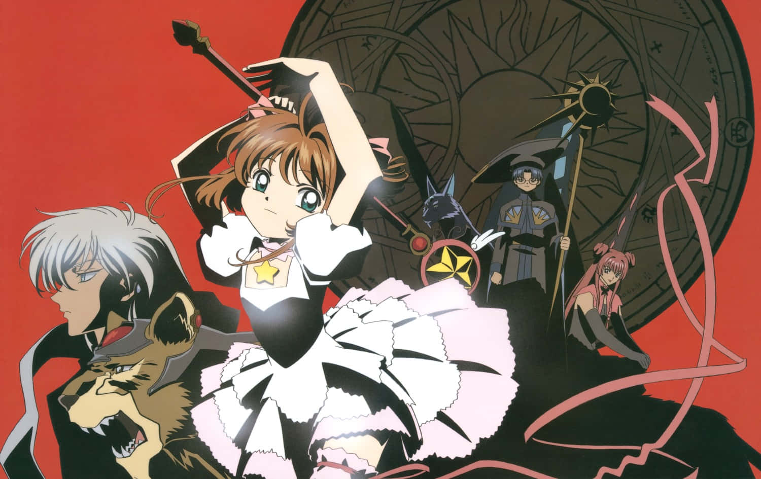 Cardcaptor Sakura, girl in a black and white dress, wand, HD Desktop Wallpaper