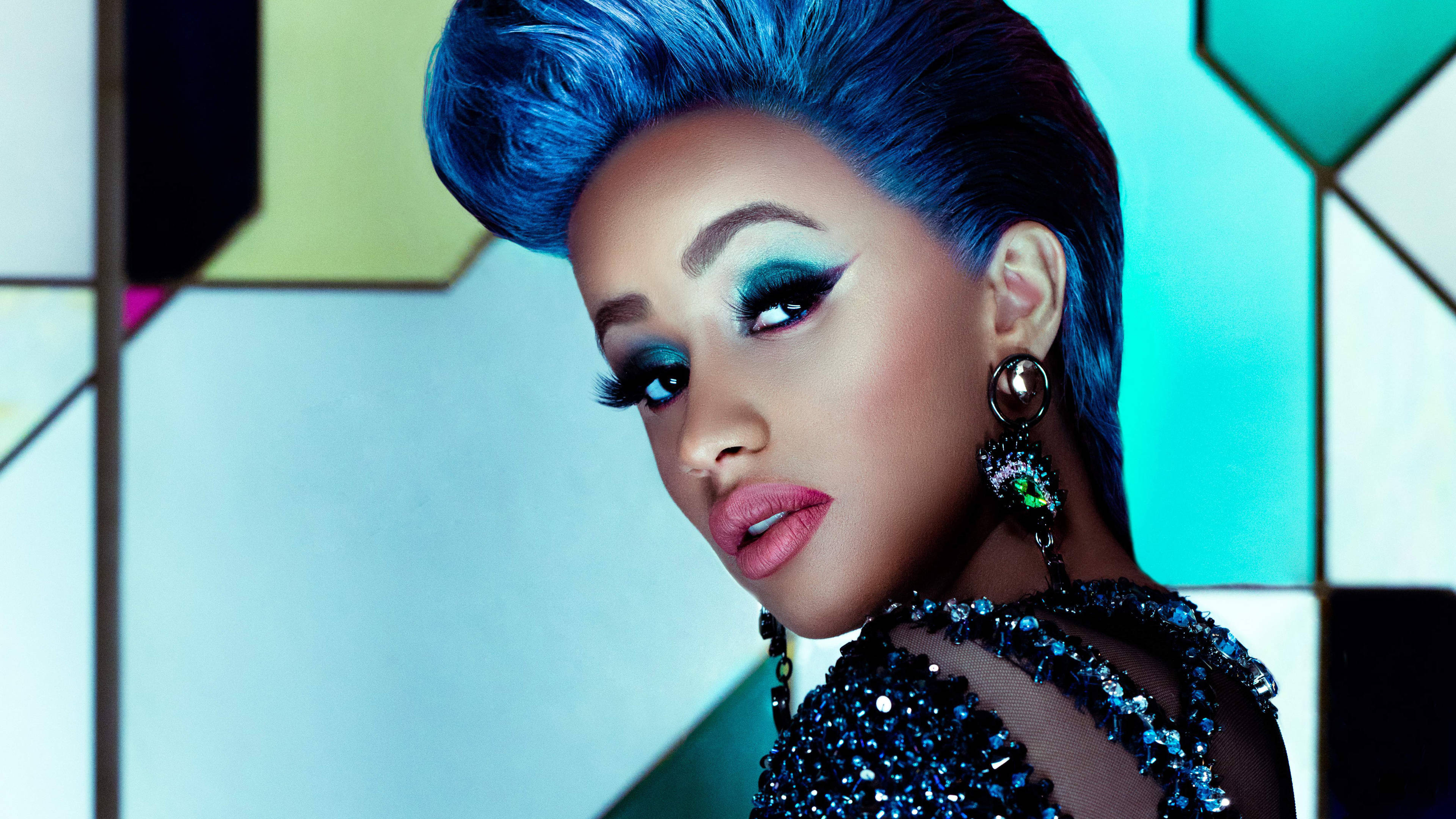 Cardi B, 2019 BET Awards, electric blue hair, 4K Desktop Wallpaper