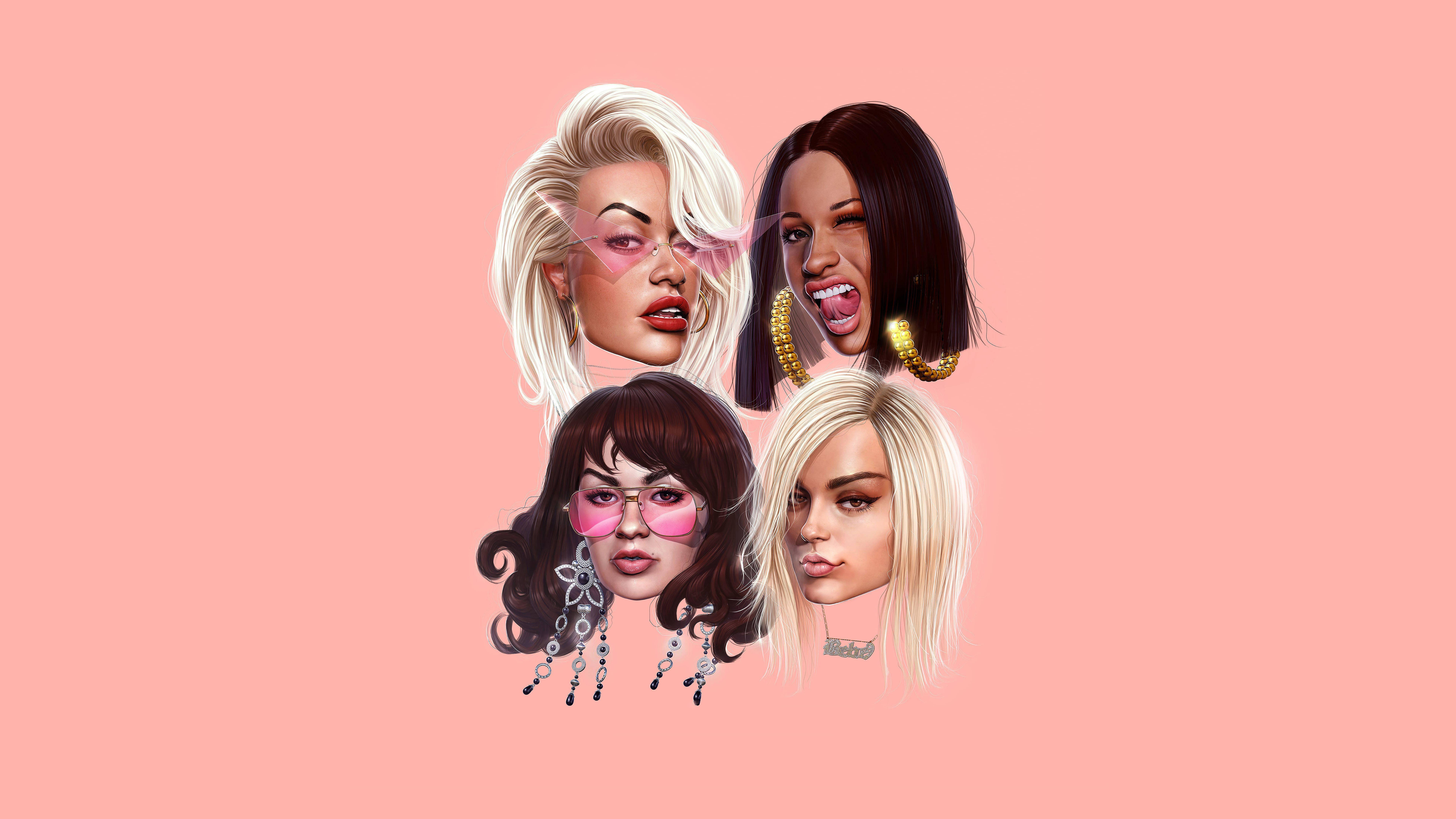 Cardi B, realistic art, bold makeup, 8K Desktop Wallpaper
