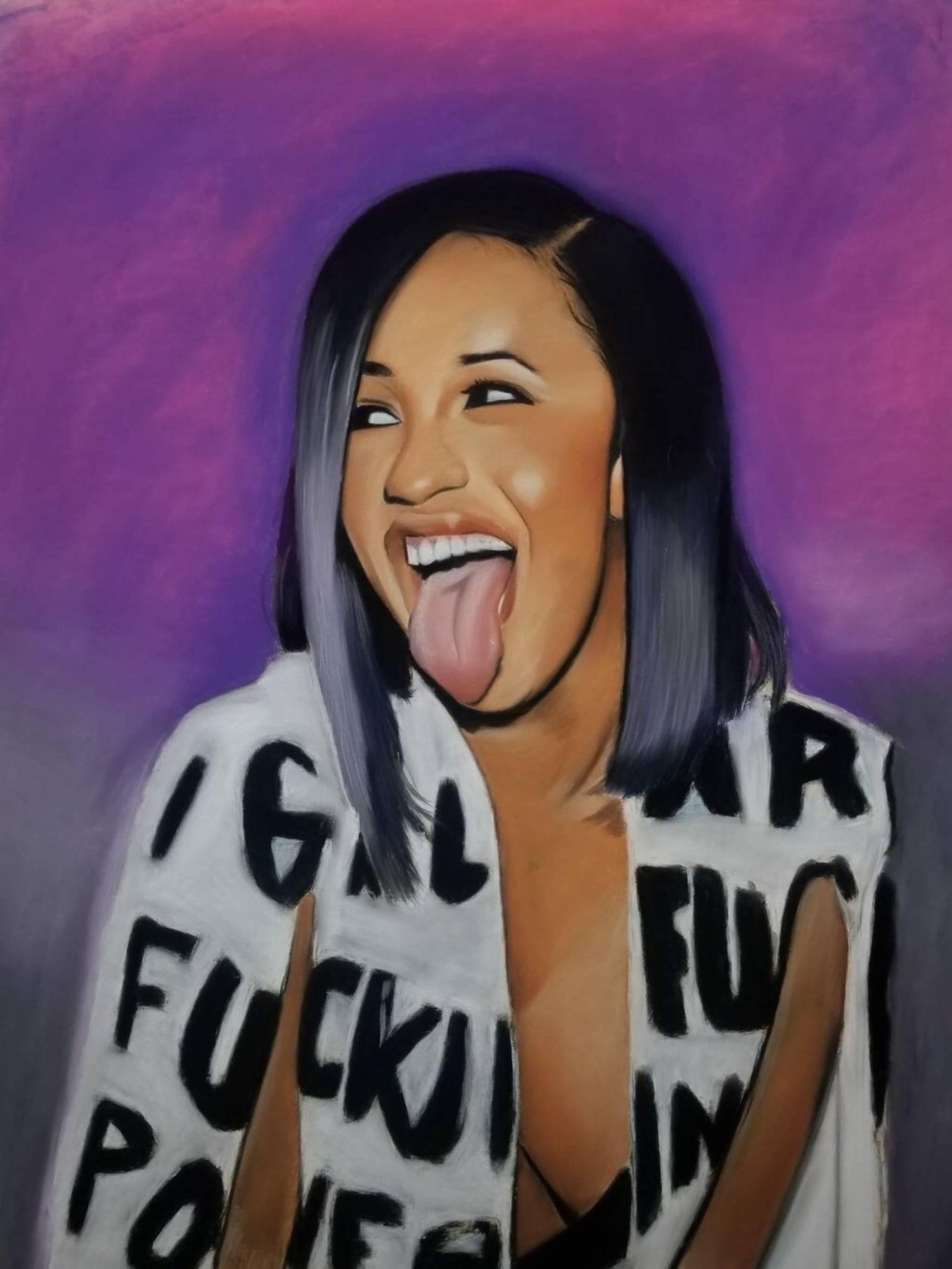 Cardi B, oil painting, dark hair, 2K Phone Wallpaper