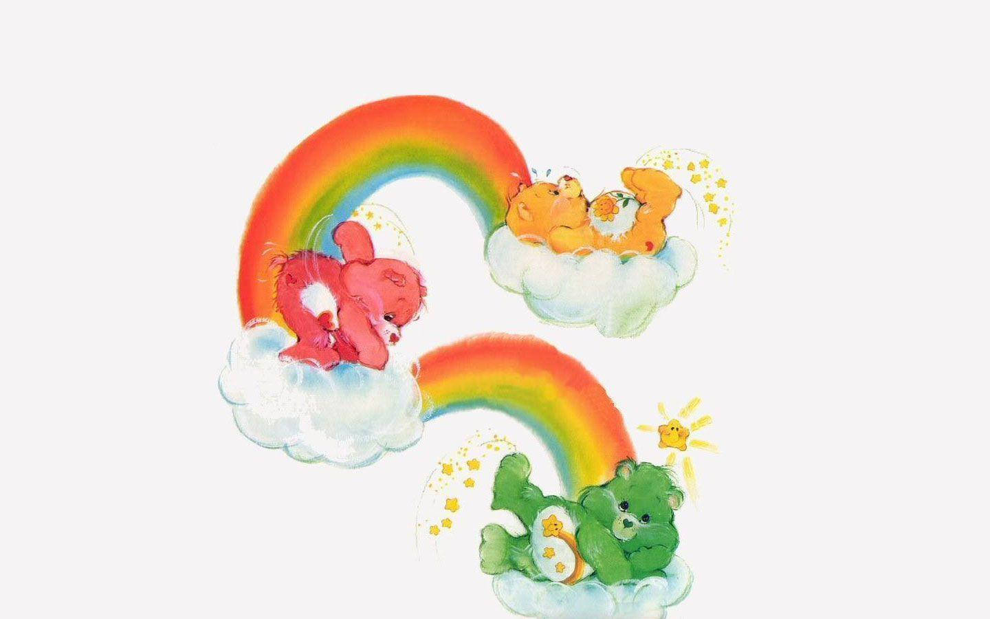 Care Bears, rainbow, clouds, HD Desktop Wallpaper