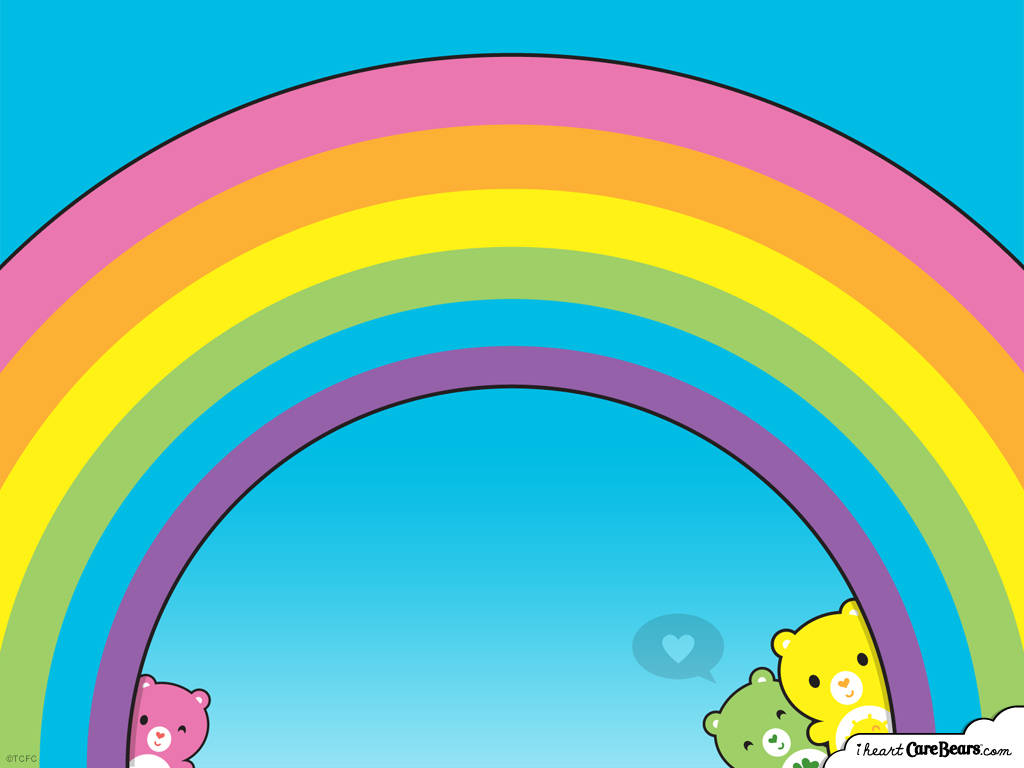 Care Bears, rainbow, blue sky, SD Desktop Wallpaper
