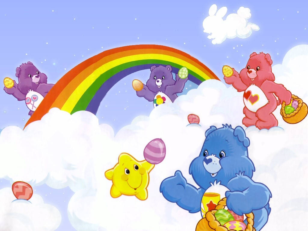 Care Bears, Easter egg, fluffy clouds, SD Desktop Wallpaper