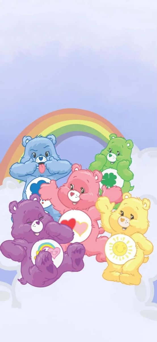 Care Bears, rainbow, clouds, SD Phone Wallpaper