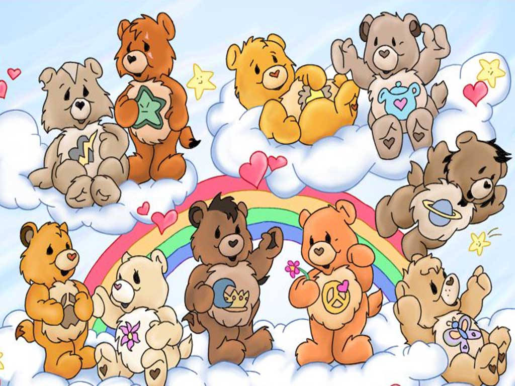 Care Bears, rainbow, clouds, SD Desktop Wallpaper