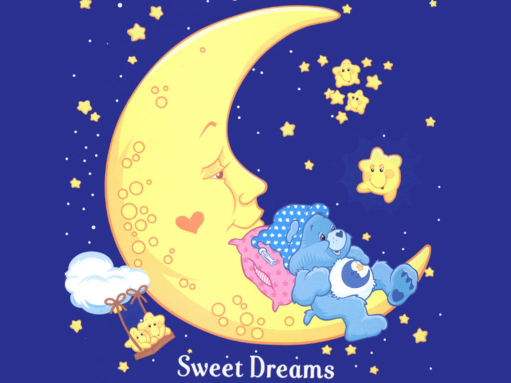 Care Bears, crescent moon, stars, SD Desktop Wallpaper