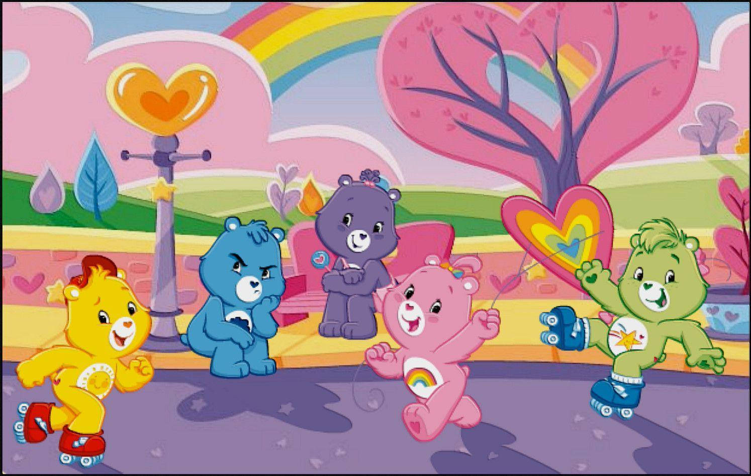 Care Bears, roller skate, whimsical pastel world, HD Desktop Wallpaper
