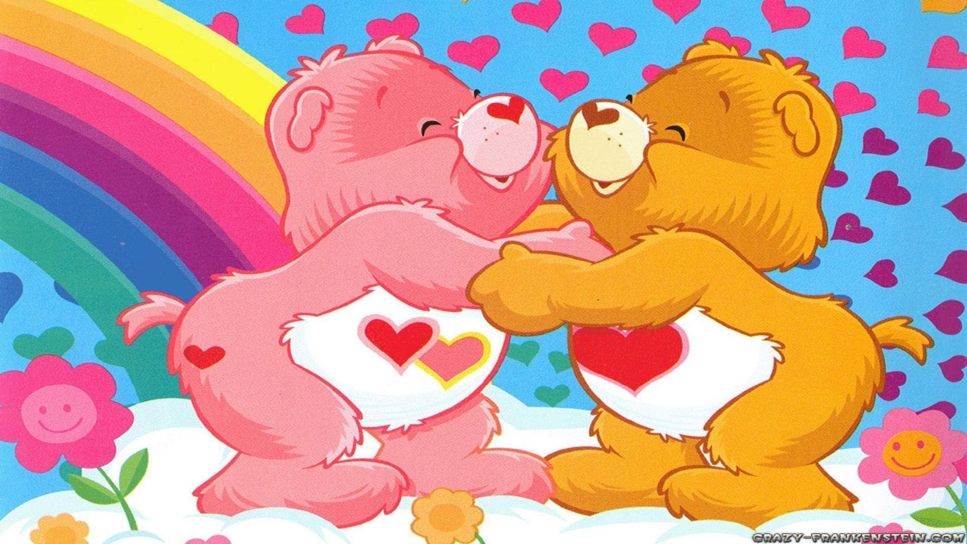 Care Bears, rainbow, hearts, Full HD Desktop Wallpaper