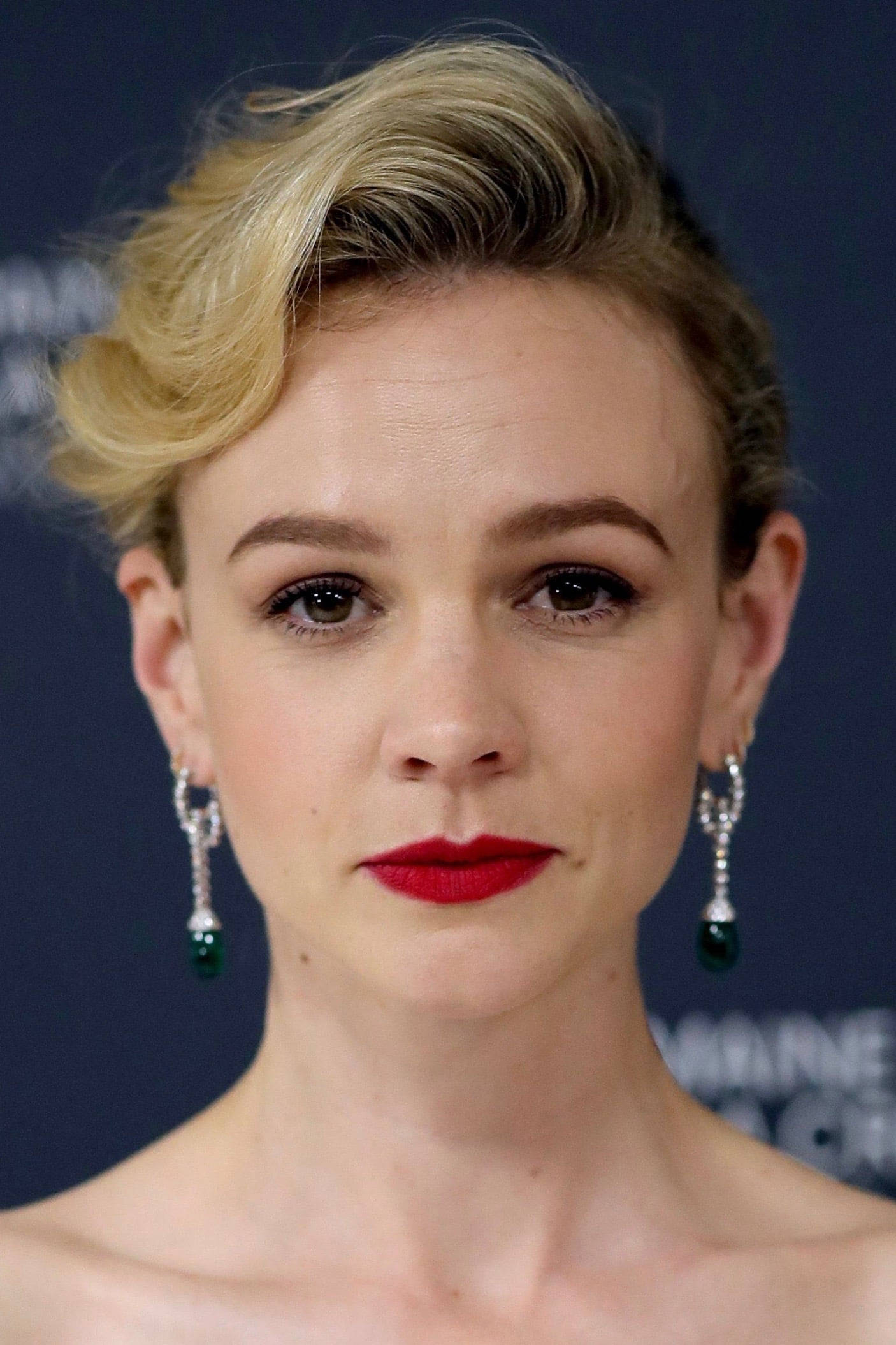 Carey Mulligan, red lips, blonde hair, Full HD Phone Wallpaper