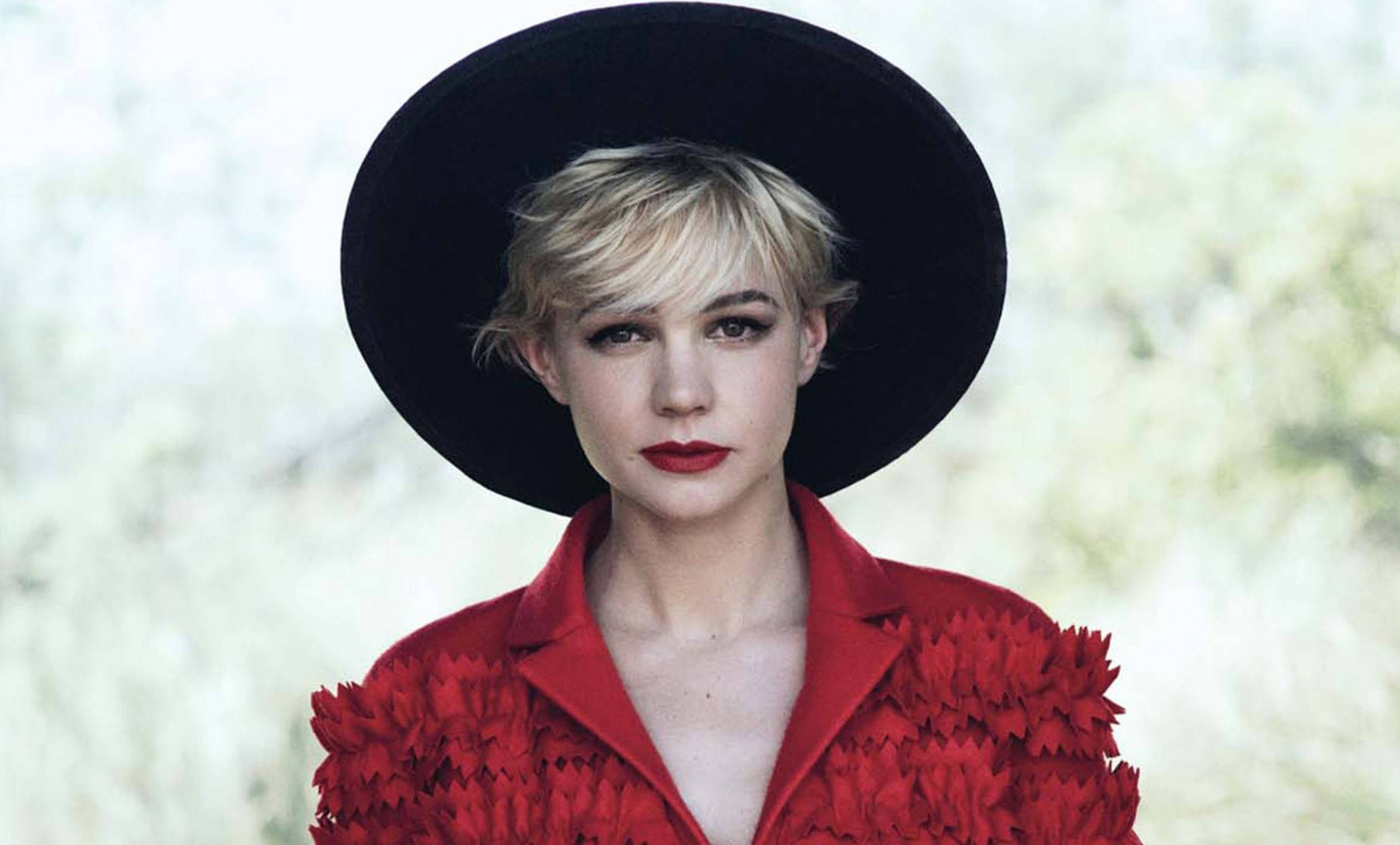 Carey Mulligan, black hat, short blonde hair, Full HD Desktop Wallpaper