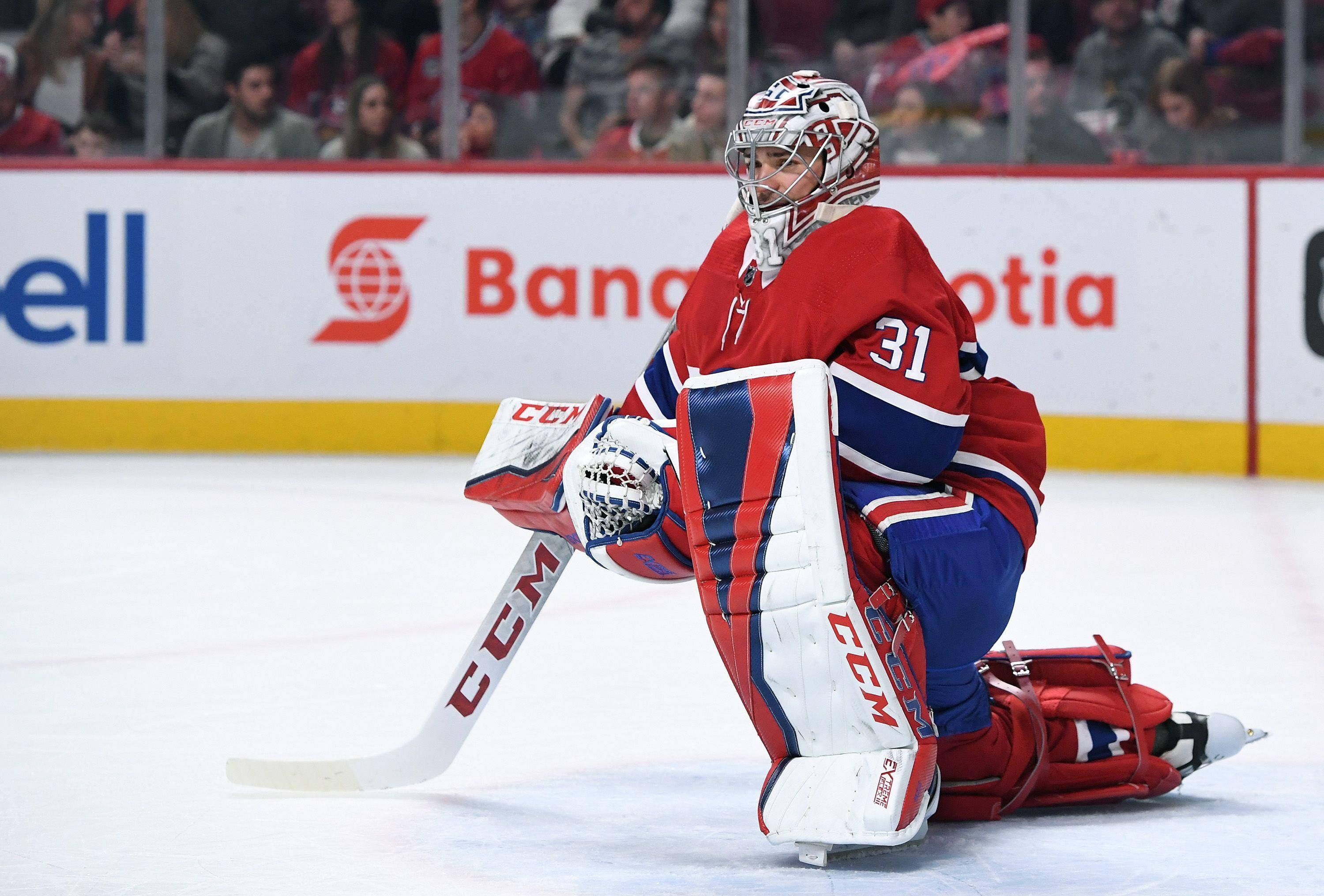 Carey Price, red blue and white gear, hockey goalie, 2K Desktop Wallpaper