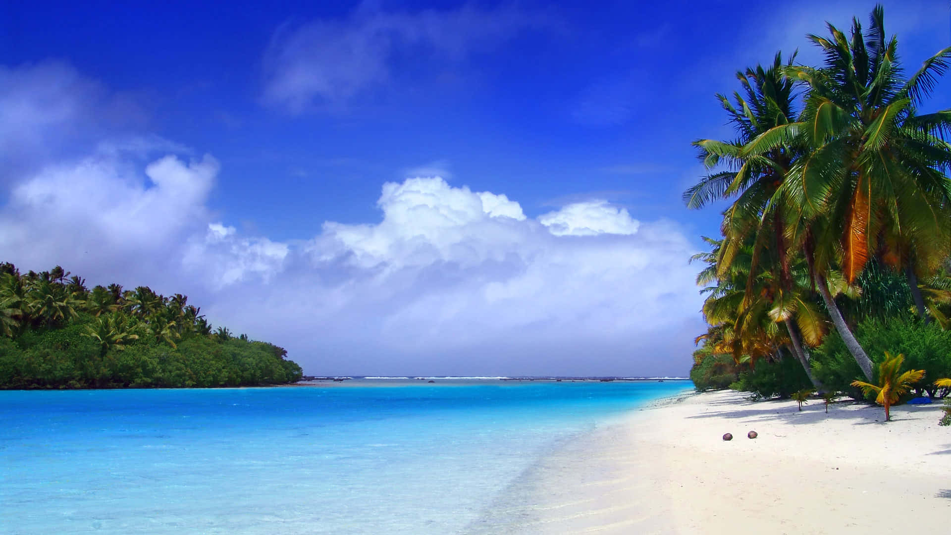 Caribbean beach, turquoise waters, white sand, Full HD Desktop Wallpaper