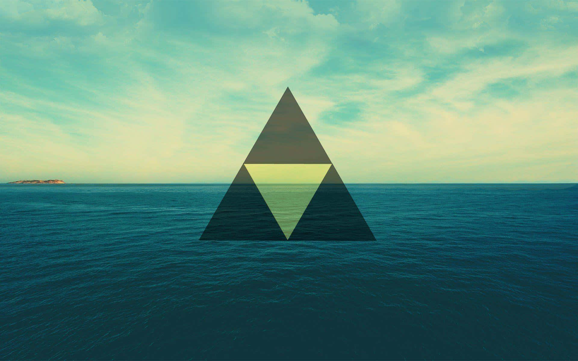 Hipster Bermuda Desktop, glowing triangular symbol, calm ocean waters, Full HD Desktop Wallpaper