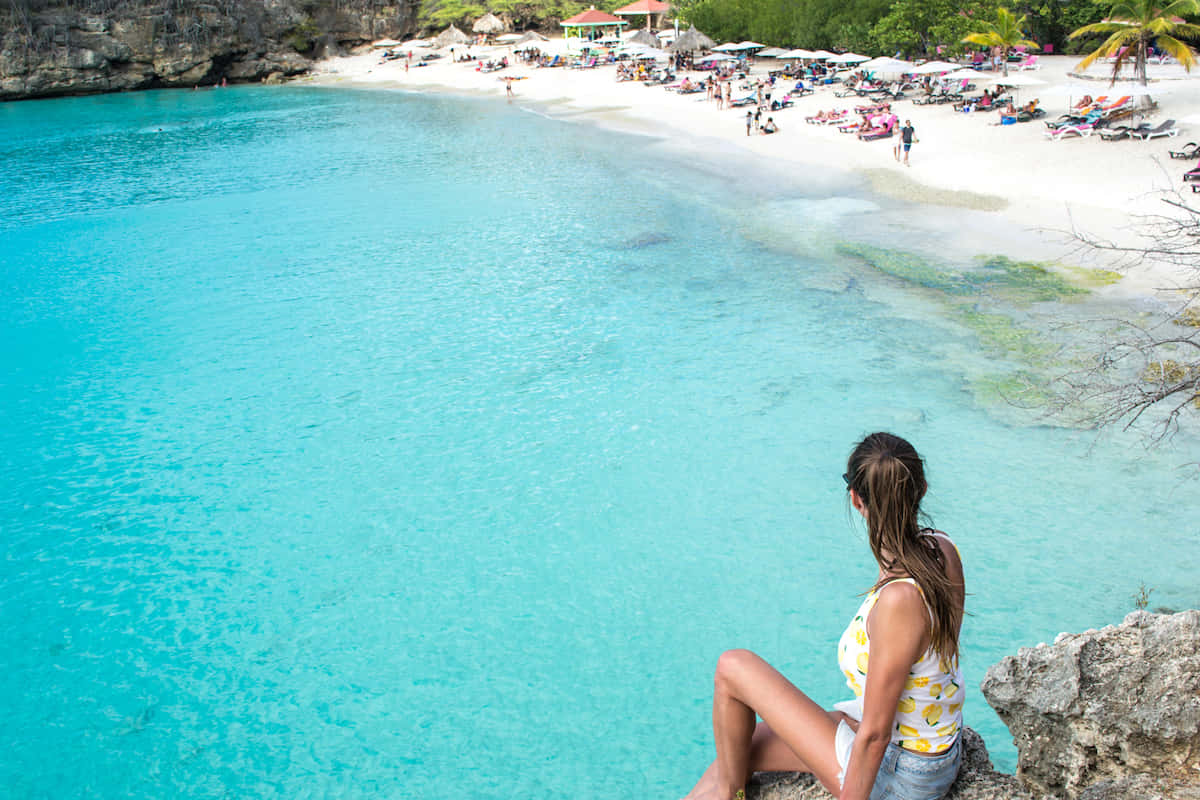 Caribbean Island, turquoise bay, white sandy beach, SD Desktop Wallpaper