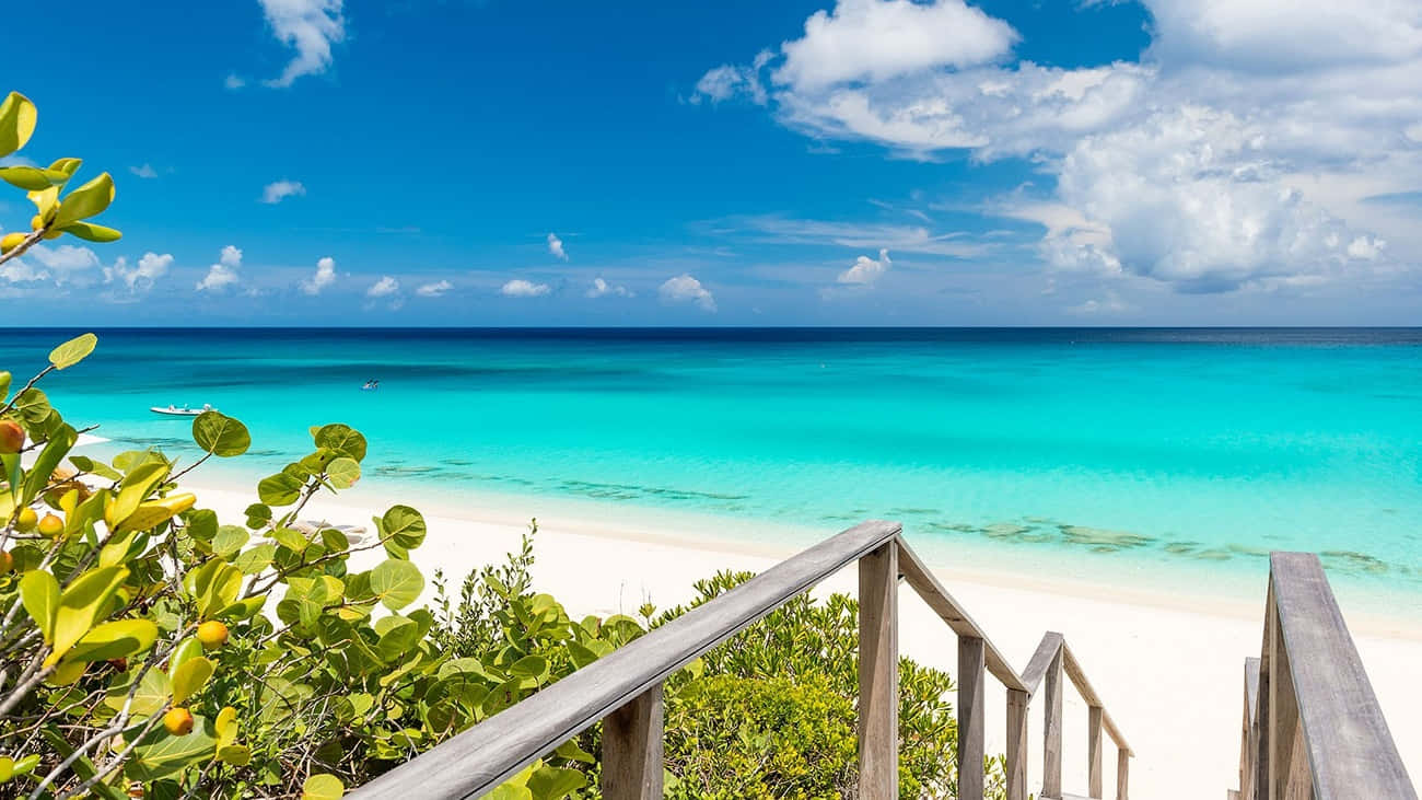 Caribbean Island, white sand beach, turquoise waters, HD Desktop Wallpaper