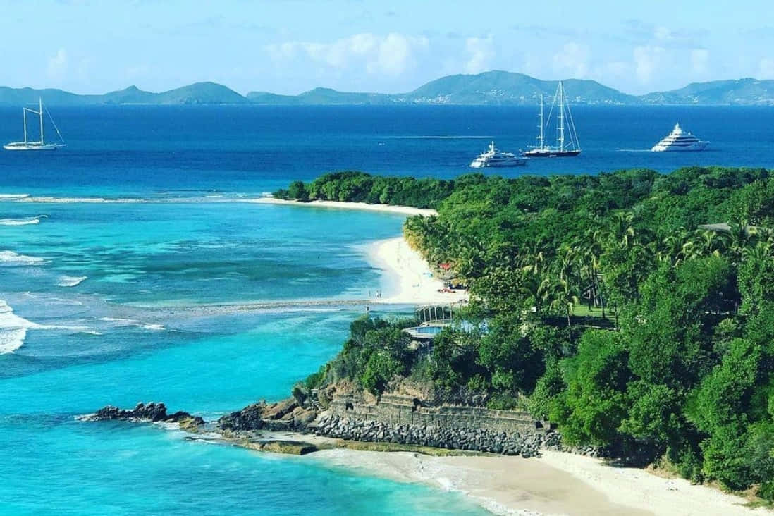 Caribbean Island, turquoise waters, white sand beaches, SD Desktop Wallpaper
