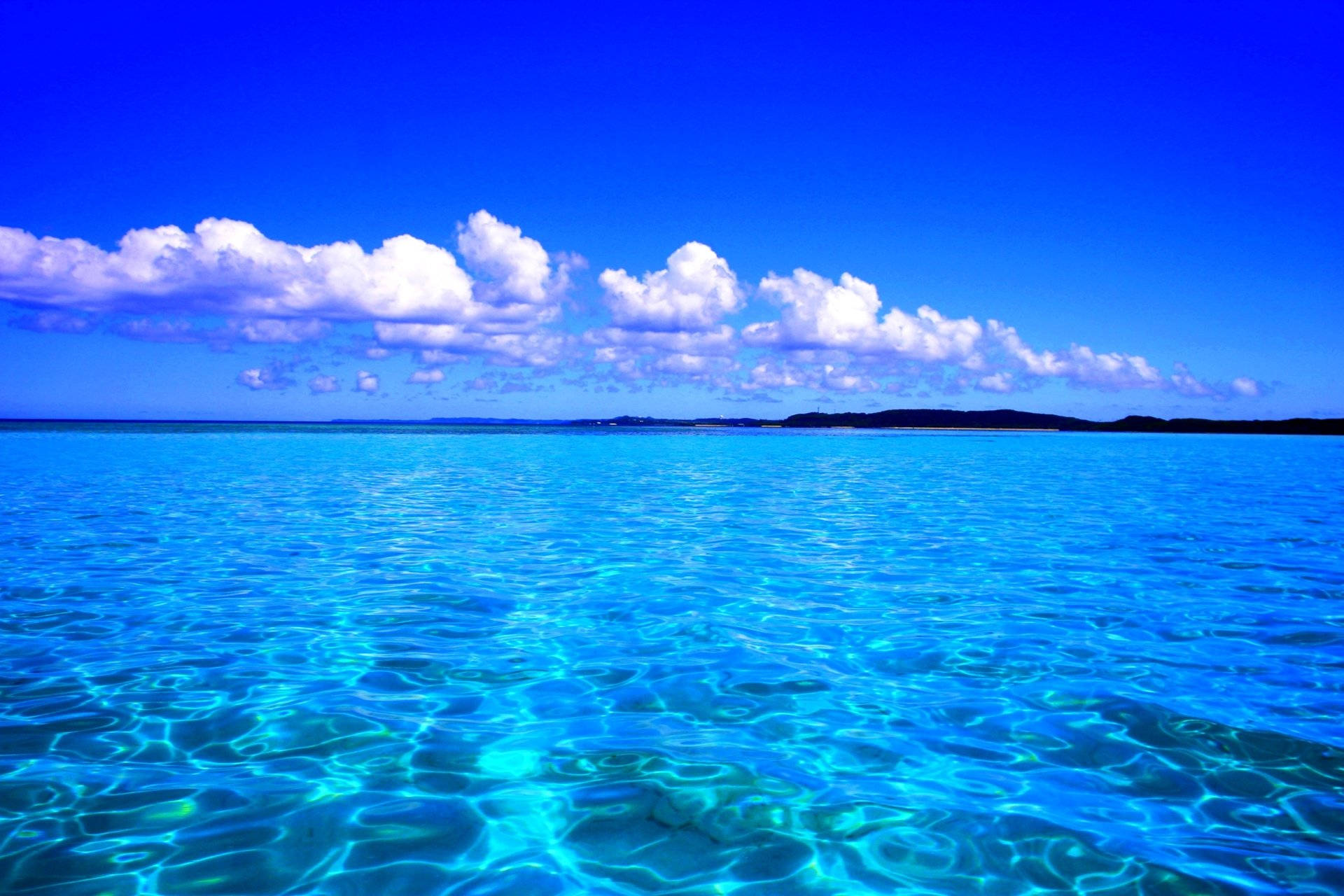 Caribbean sea, turquoise ocean waters, brilliant blue sky, Full HD Desktop Wallpaper