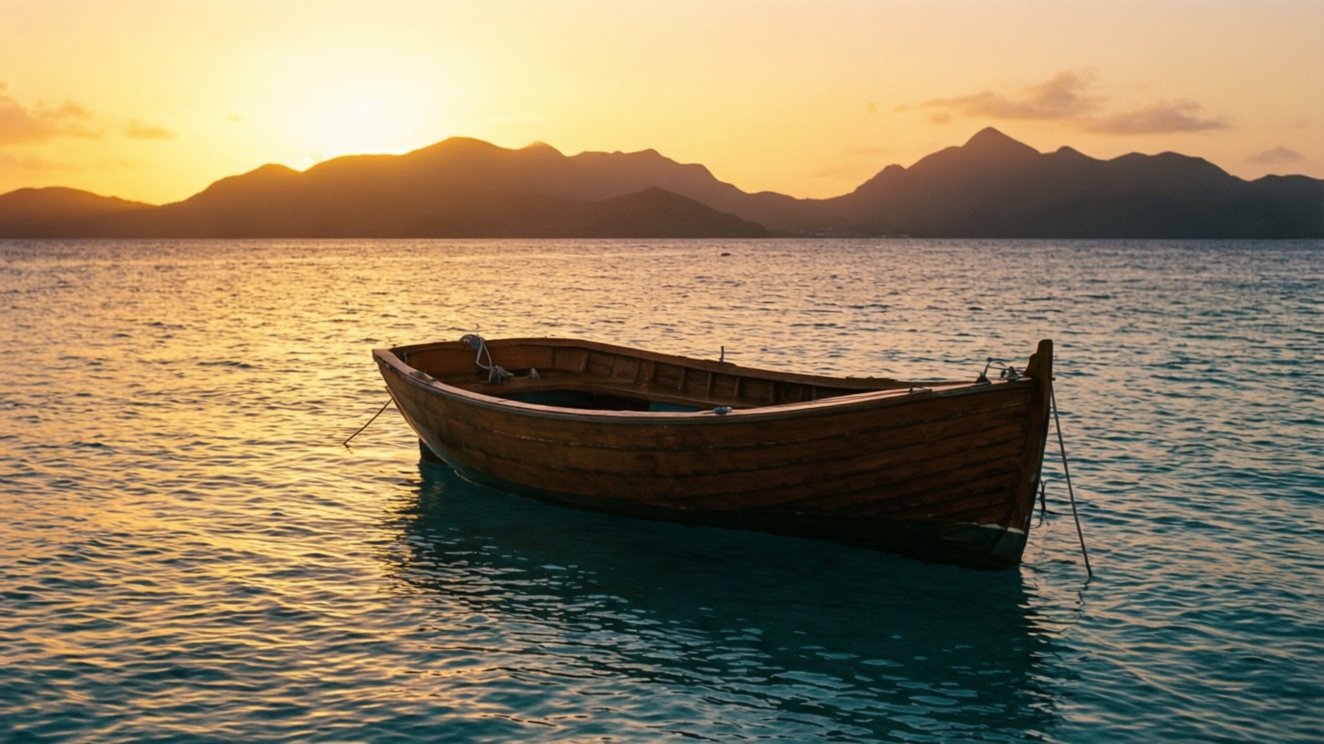 Caribbean, boat, sunset, Full HD Desktop Wallpaper
