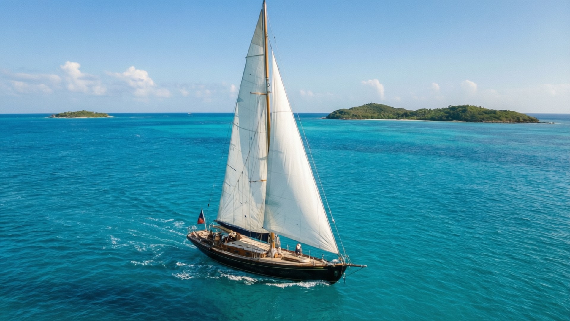 Caribbean, sailing yacht, white sails, Full HD Desktop Wallpaper