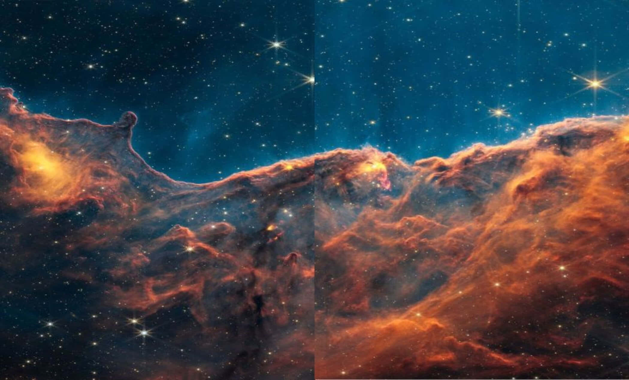 Carina Nebula, orange, blue, Full HD Desktop Wallpaper