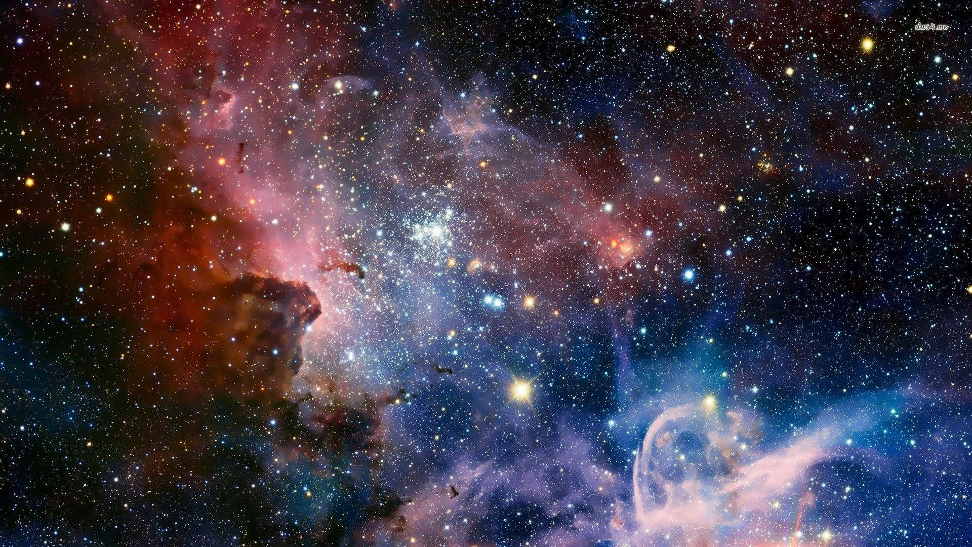 Carina Nebula, vibrant reds, blues, Full HD Desktop Wallpaper