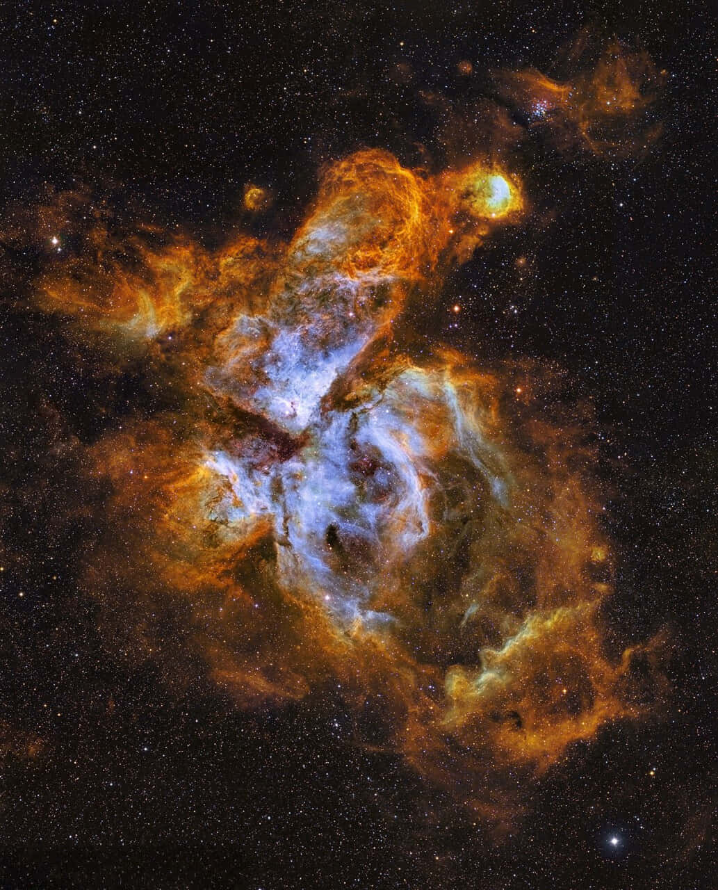 Carina Nebula, fiery orange, cool blue, HD Phone Wallpaper