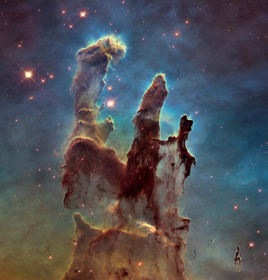 Carina Nebula, blue and orange light, glowing cosmic pillars, SD Phone Wallpaper