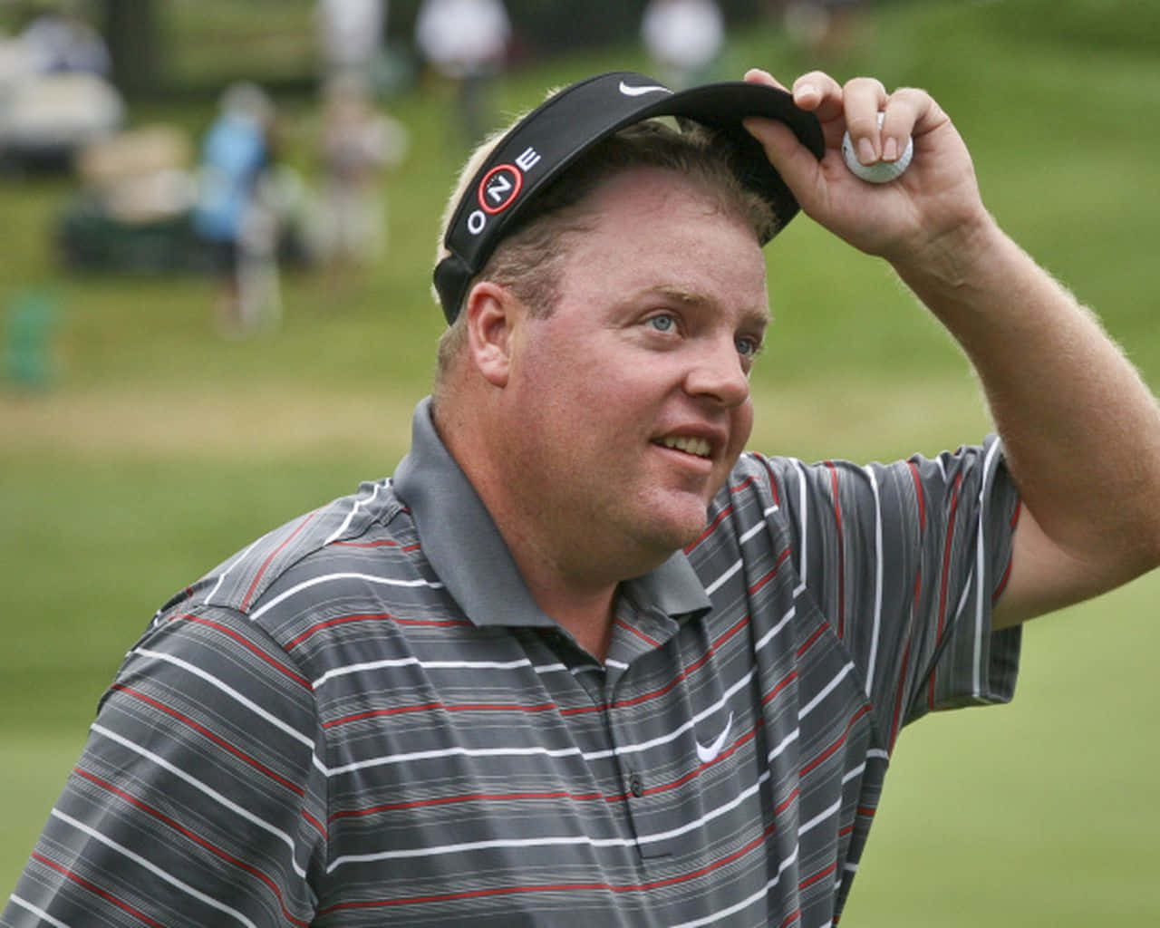 Carl Pettersson, striped polo, golf ball, HD Desktop Wallpaper