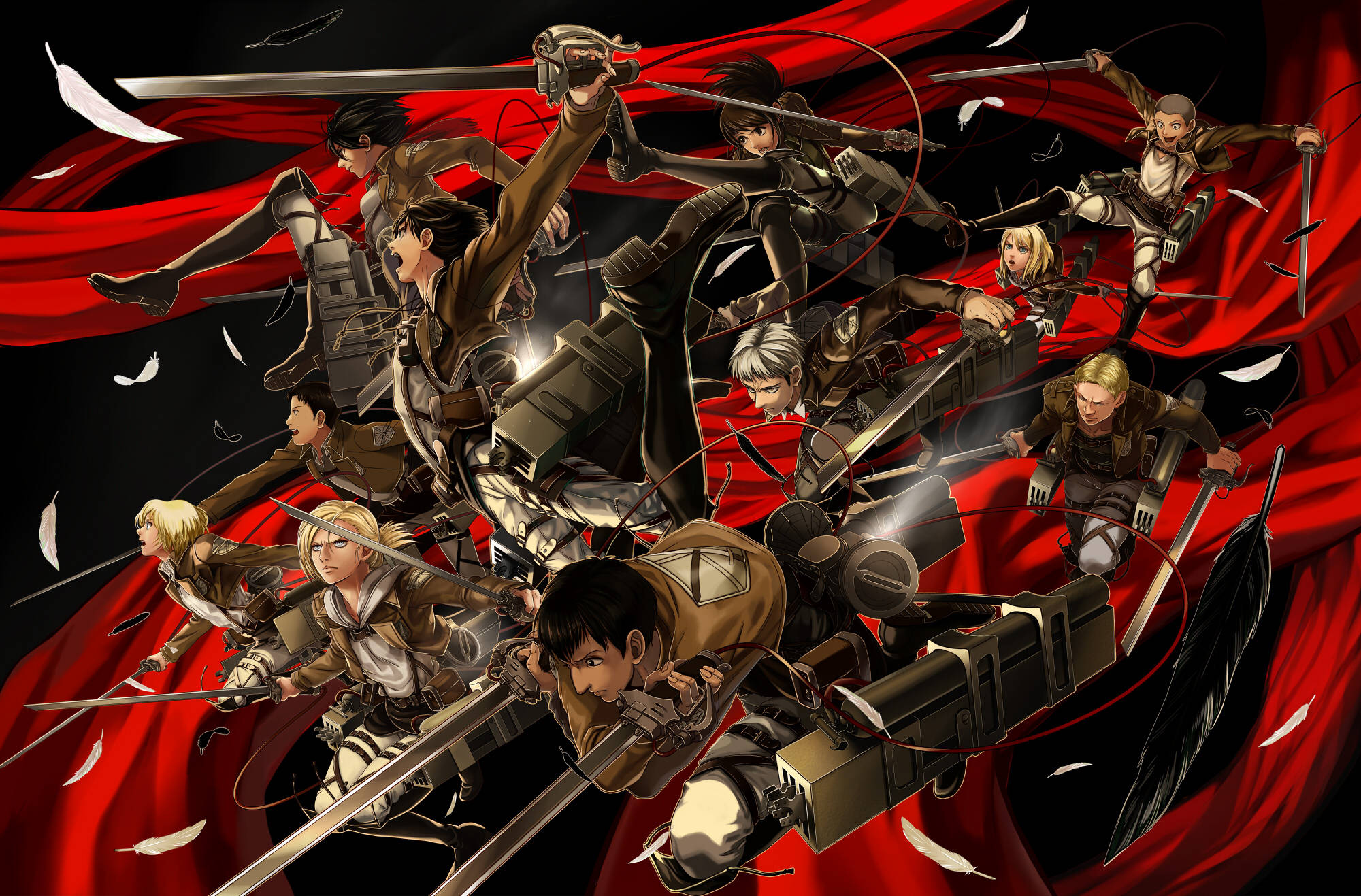 Carl Reiner, anime warriors, swords, Full HD Desktop Wallpaper