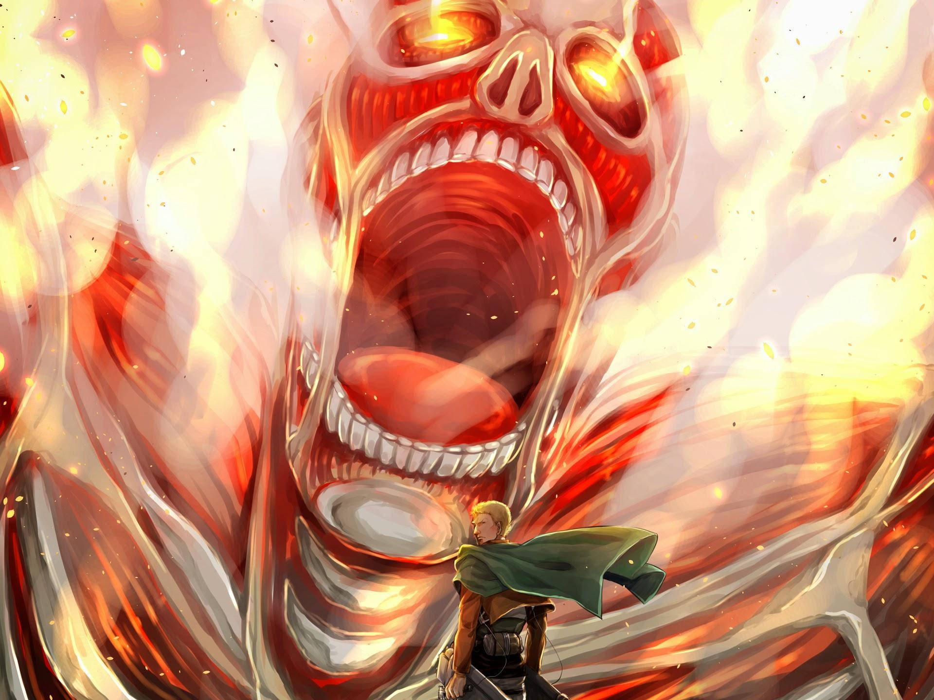 Reiner, green cloak, colossal red titan, Full HD Desktop Wallpaper