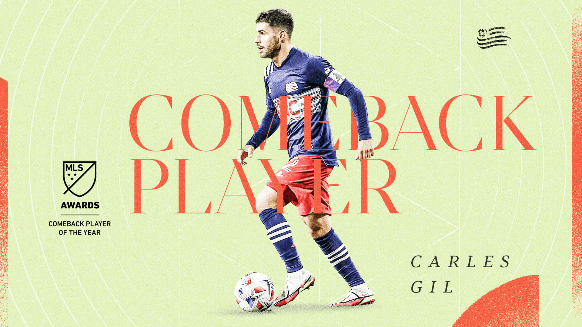 Carles Gil, blue and red uniform, light green background, Full HD Desktop Wallpaper