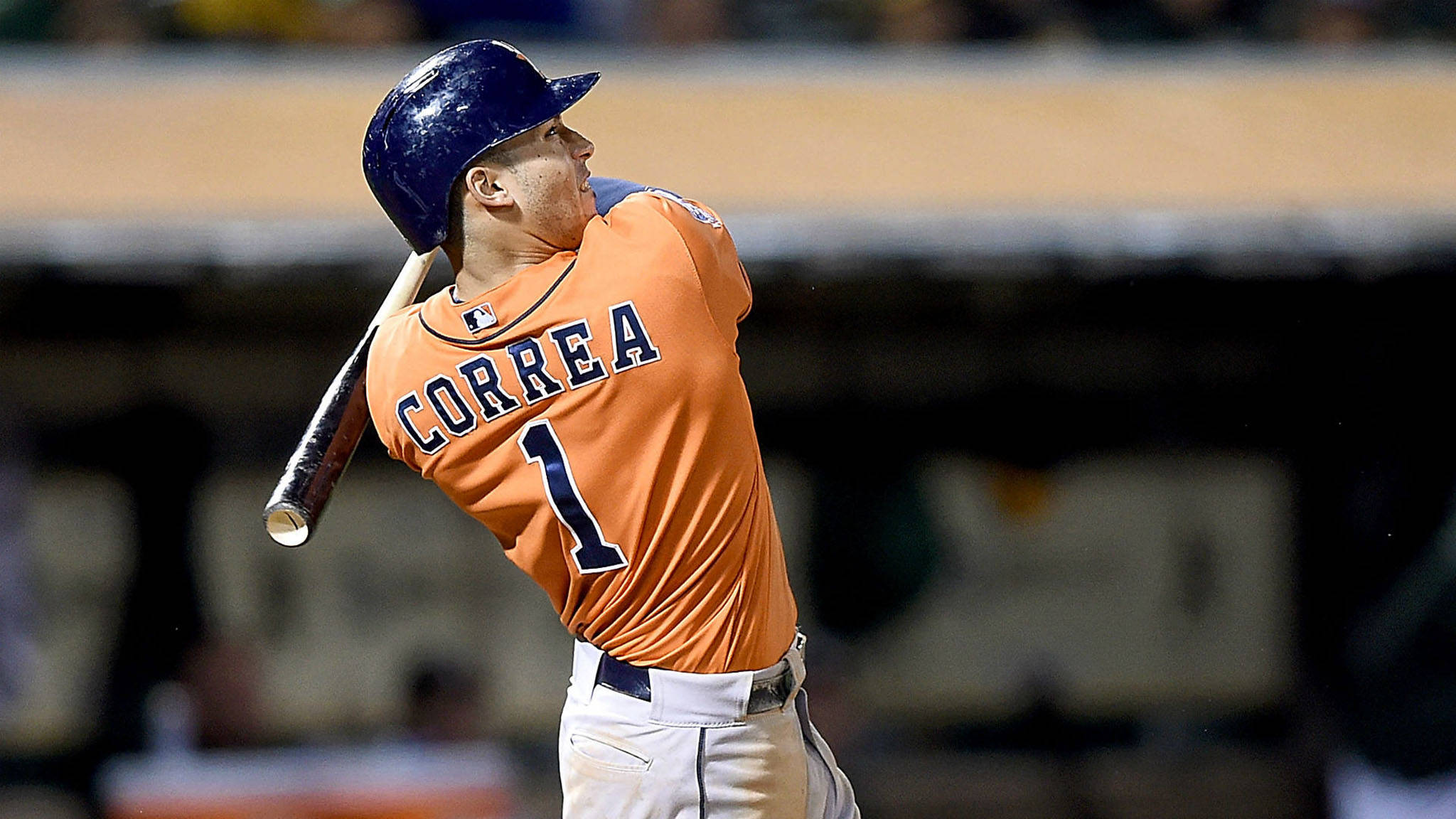 Carlos Correa, orange jersey, number one, Full HD Desktop Wallpaper