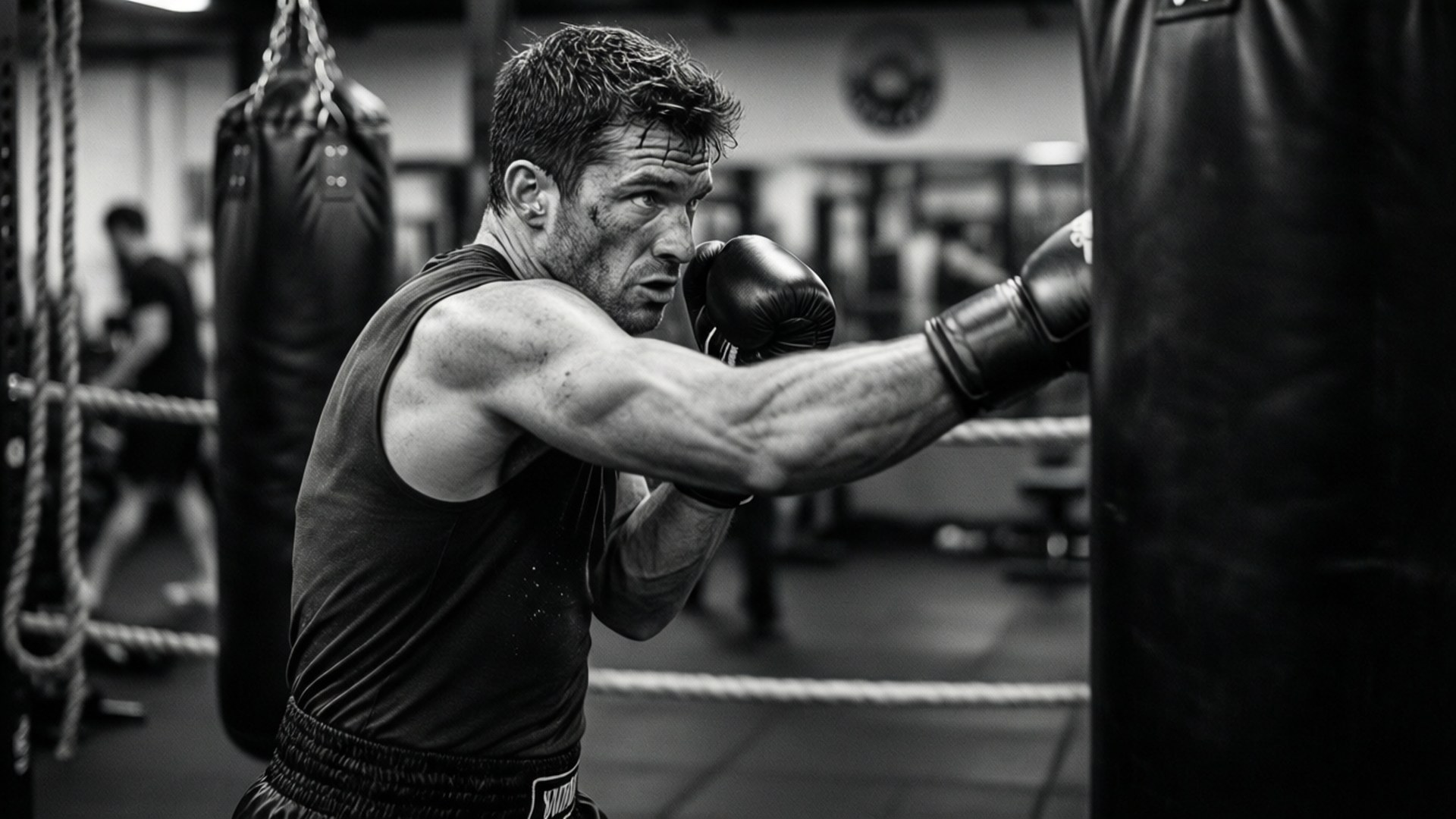 Carlos Newton, black and white, training session, Full HD Desktop Wallpaper