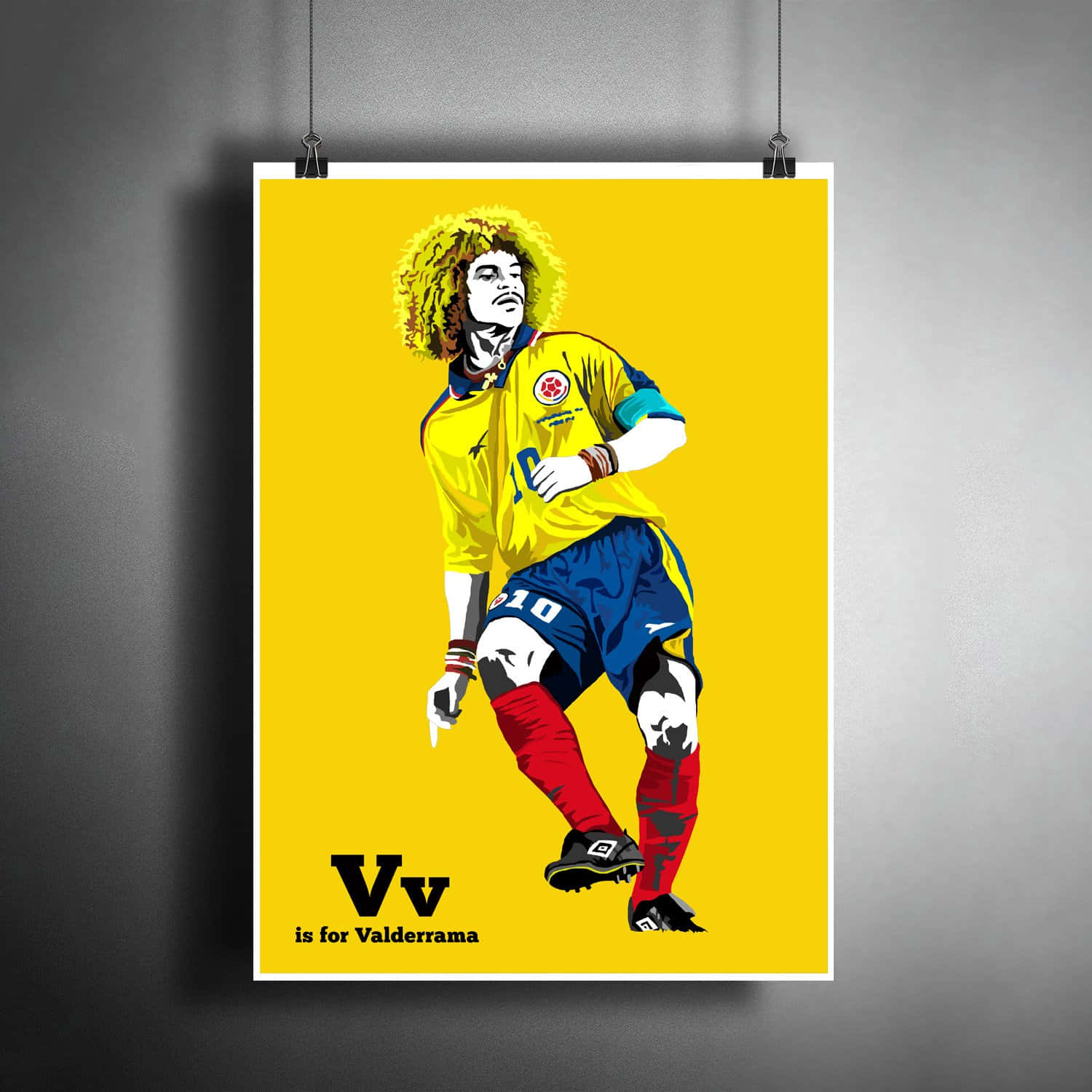 Carlos Valderrama, yellow card, yellow blue and red kit, HD Desktop Wallpaper