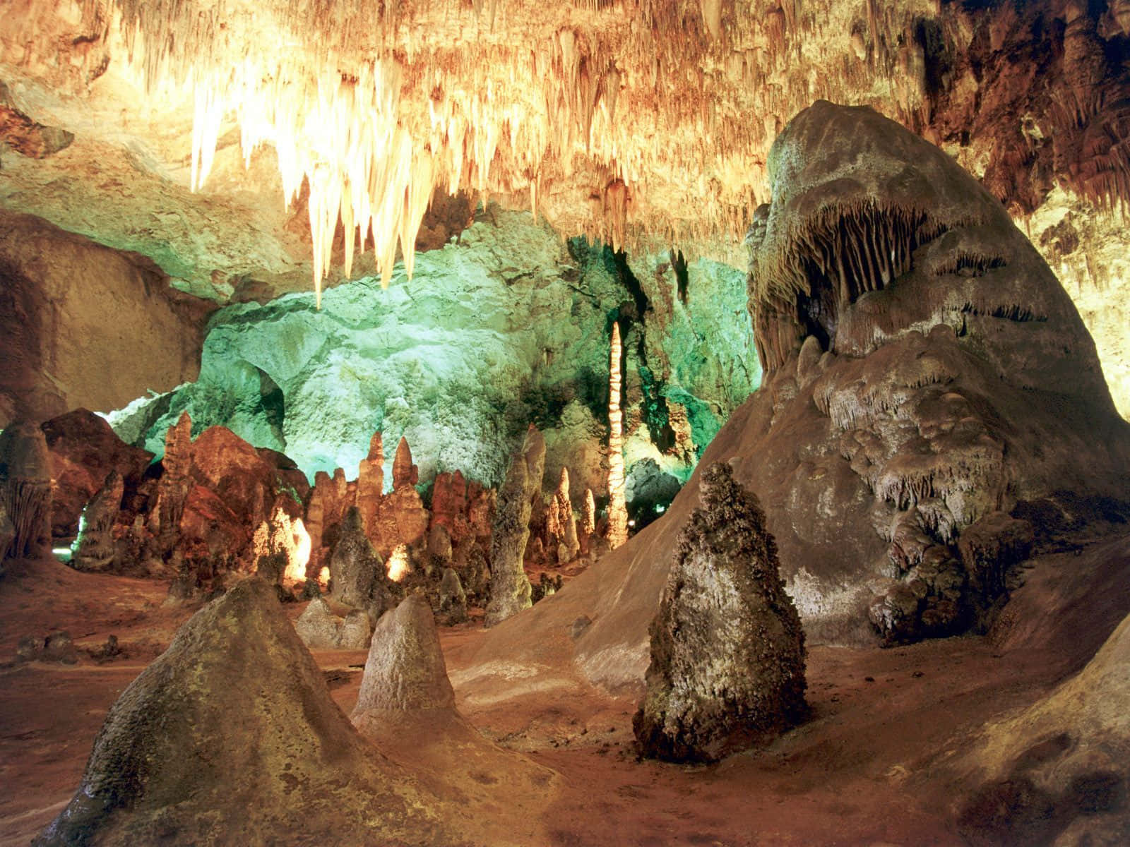 Carlsbad Caverns National Park, stalagmites, stalactites, HD Desktop Wallpaper