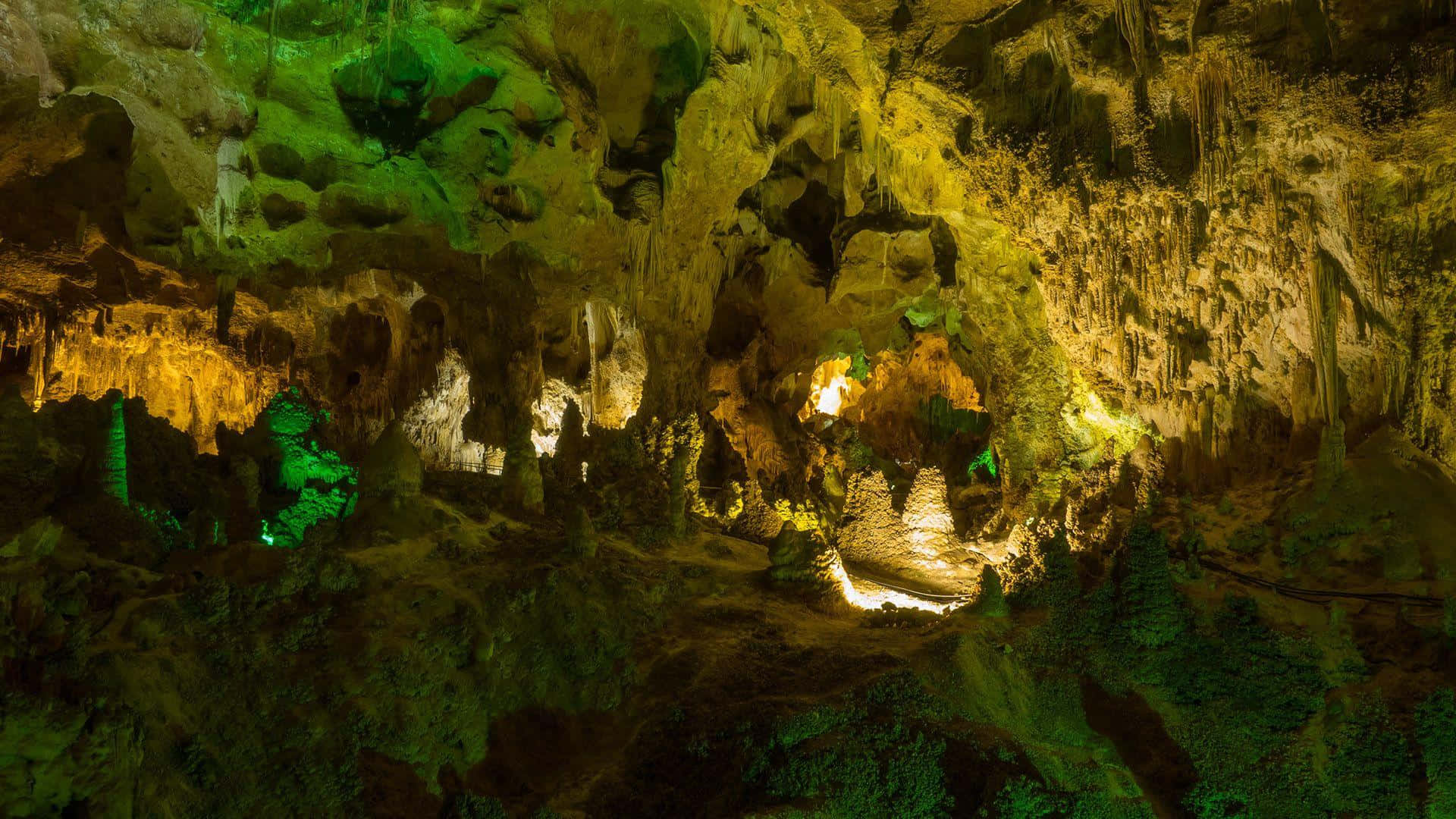 moss green, Carlsbad Caverns National Park, green lights, Full HD Desktop Wallpaper