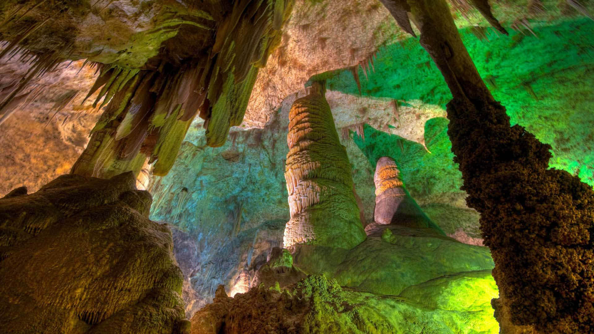 Carlsbad Caverns National Park, stalagmites, stalactites, Full HD Desktop Wallpaper