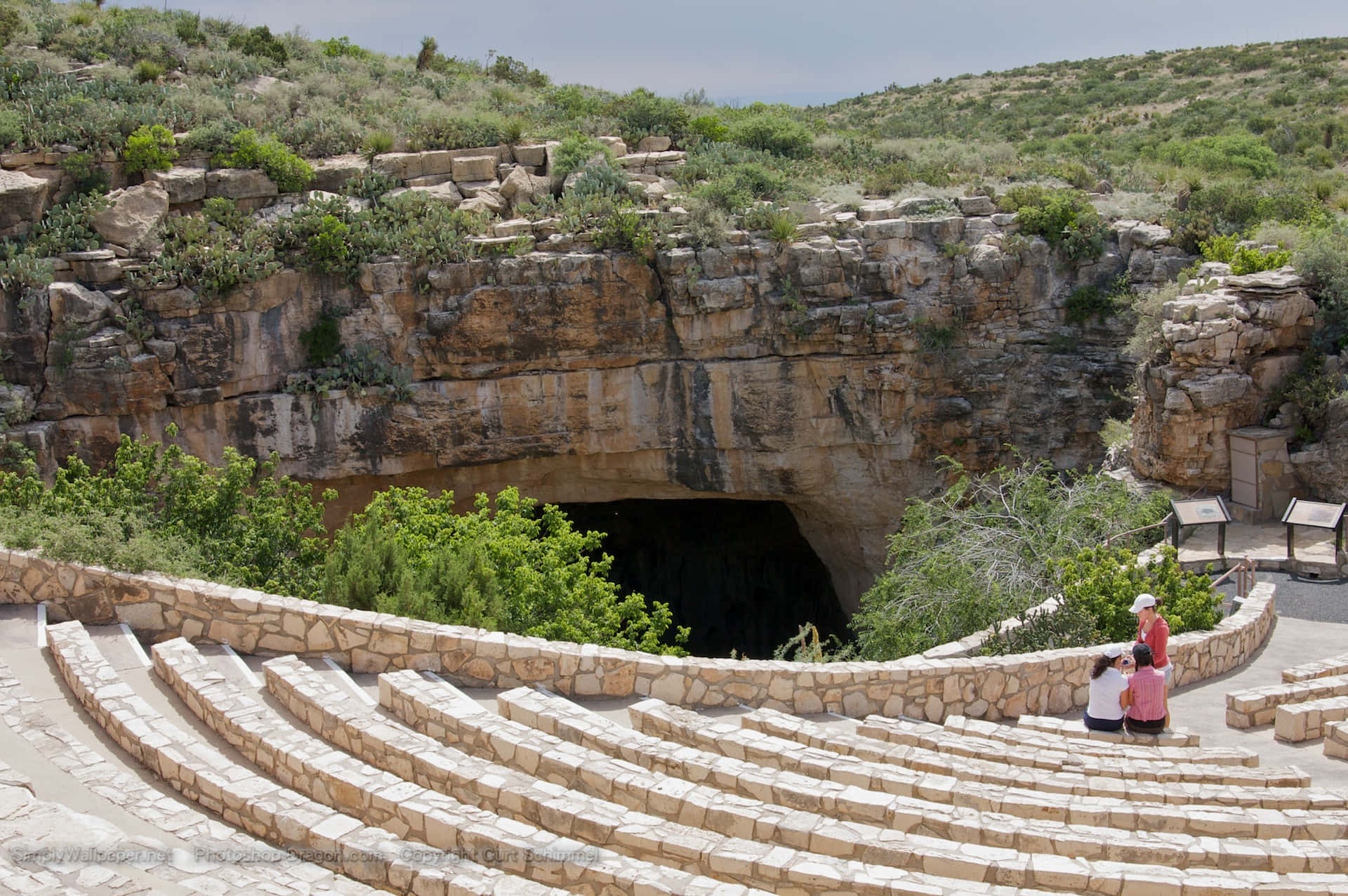 Carlsbad Caverns National Park, ancient stone amphitheater, cliffside, Full HD Desktop Wallpaper