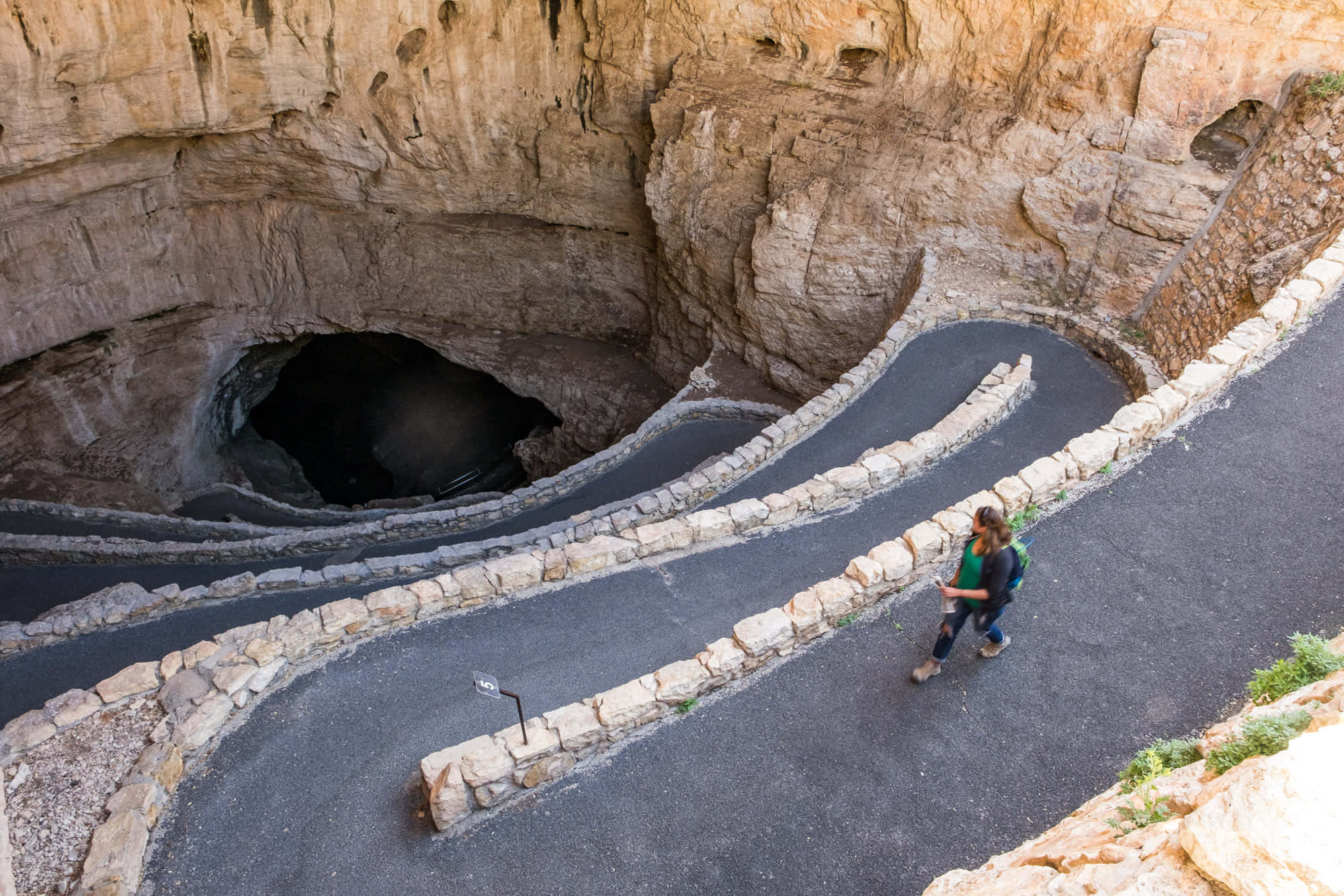 Carlsbad Caverns National Park, stone-lined road, rocky canyon, Full HD Desktop Wallpaper