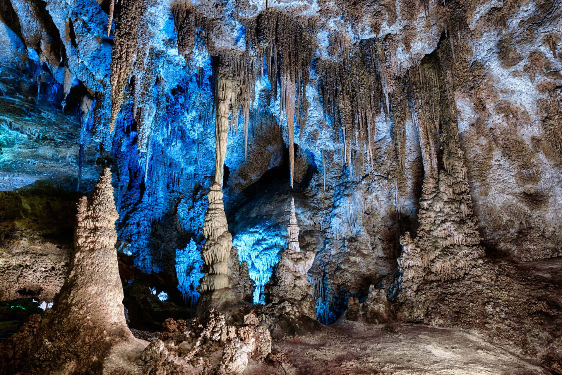 Carlsbad Caverns National Park, stalactites, stalagmites, Full HD Desktop Wallpaper
